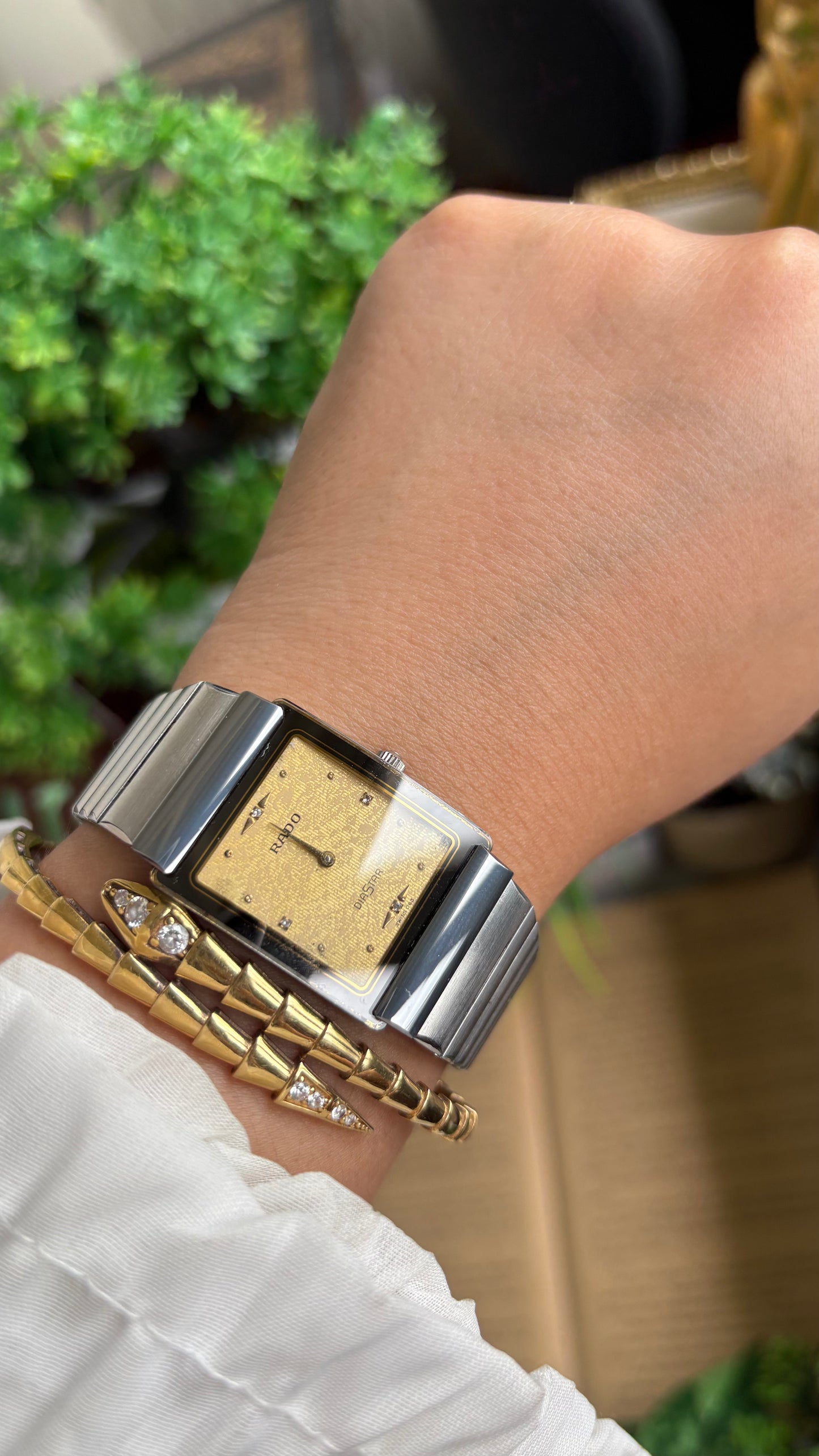 Vintage RADO DiaStar Watch in Silver Tone Yellow Dial