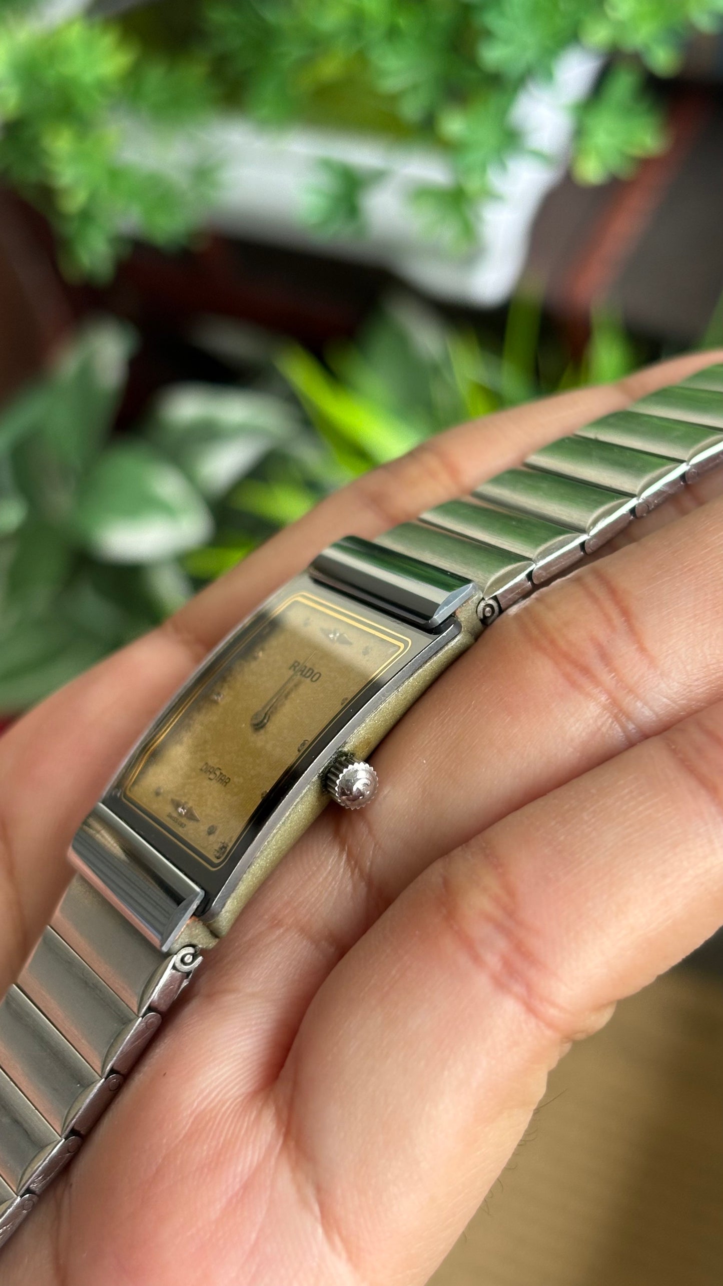 Vintage RADO DiaStar Watch in Silver Tone Yellow Dial