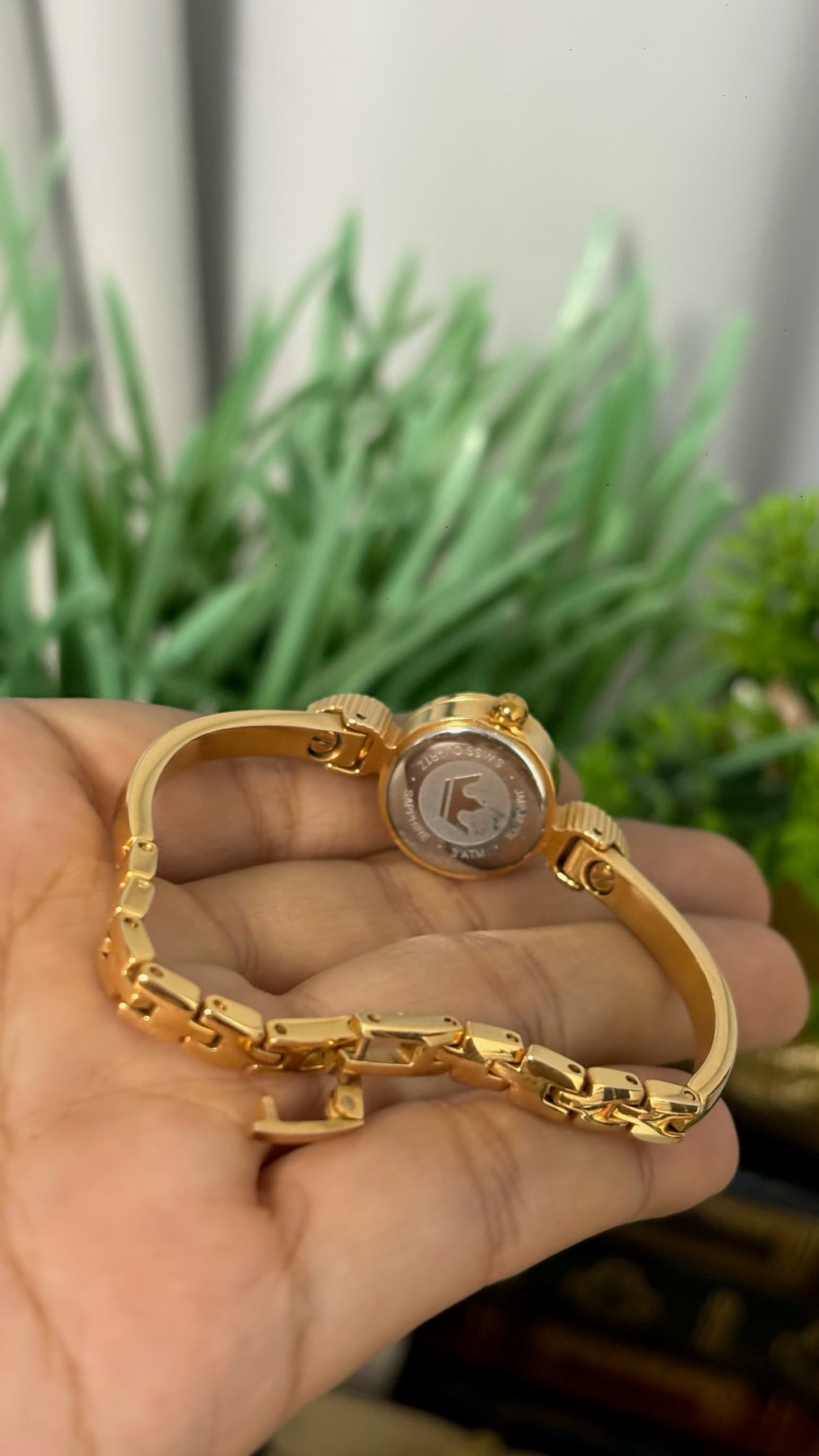 Extremely Rare Vintage J.Estina Princess Bangle Watch in Gold Tone Quartz