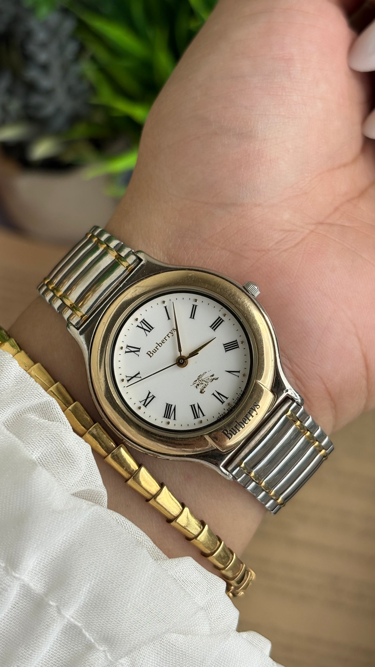 Vintage Two-Tone Burberry Watch in Roman Dial