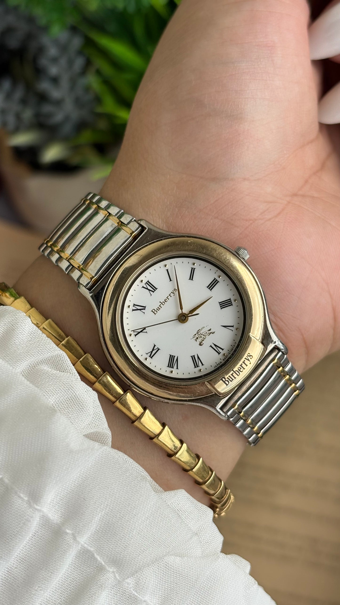 Vintage Two-Tone Burberry Watch in Roman Dial