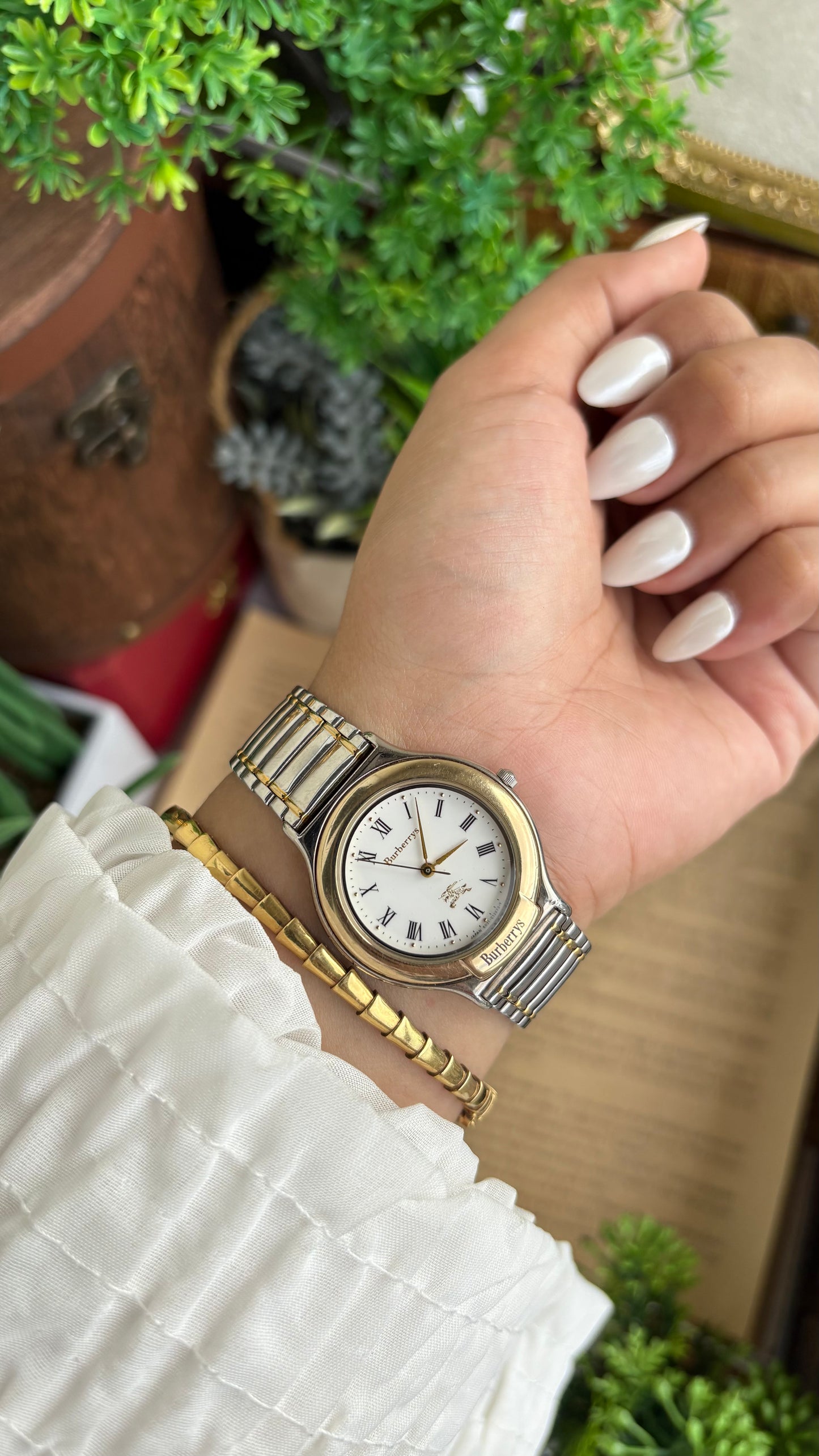 Vintage Two-Tone Burberry Watch in Roman Dial