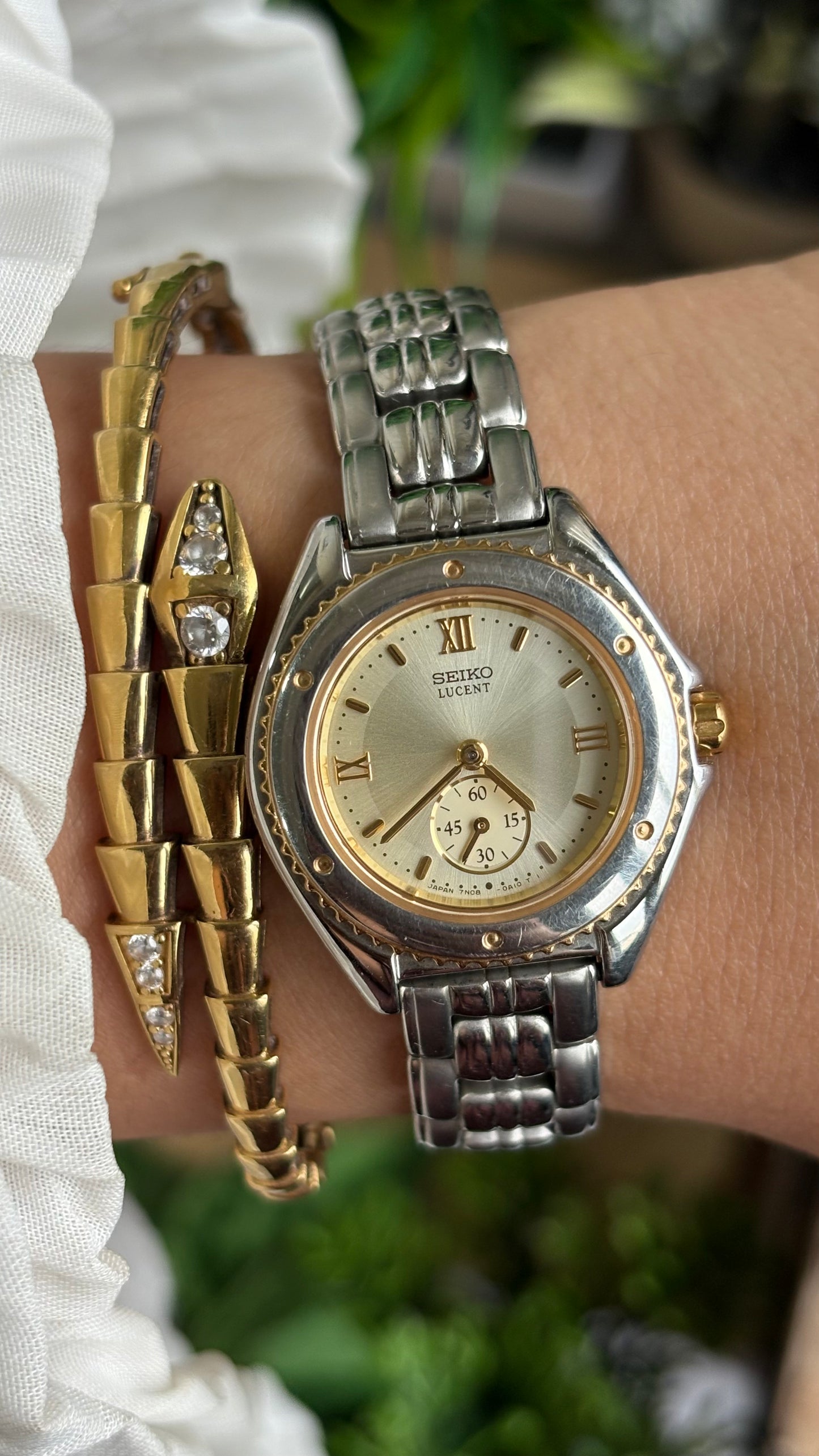 Vintage Seiko Lucent Watch in Two-Tone Working Chrono