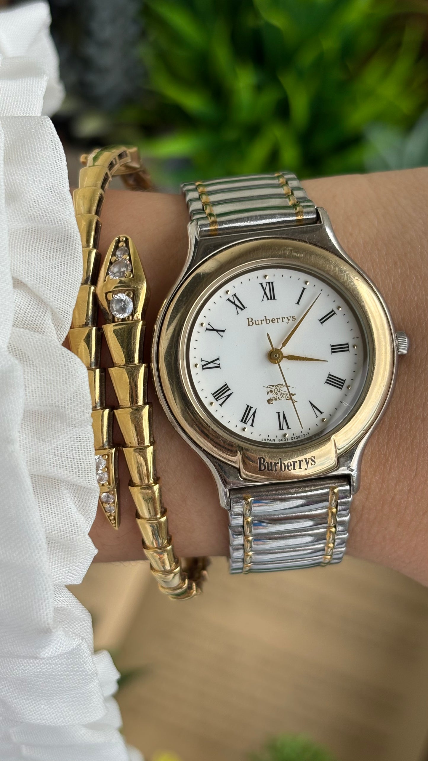Vintage Two-Tone Burberry Watch in Roman Dial