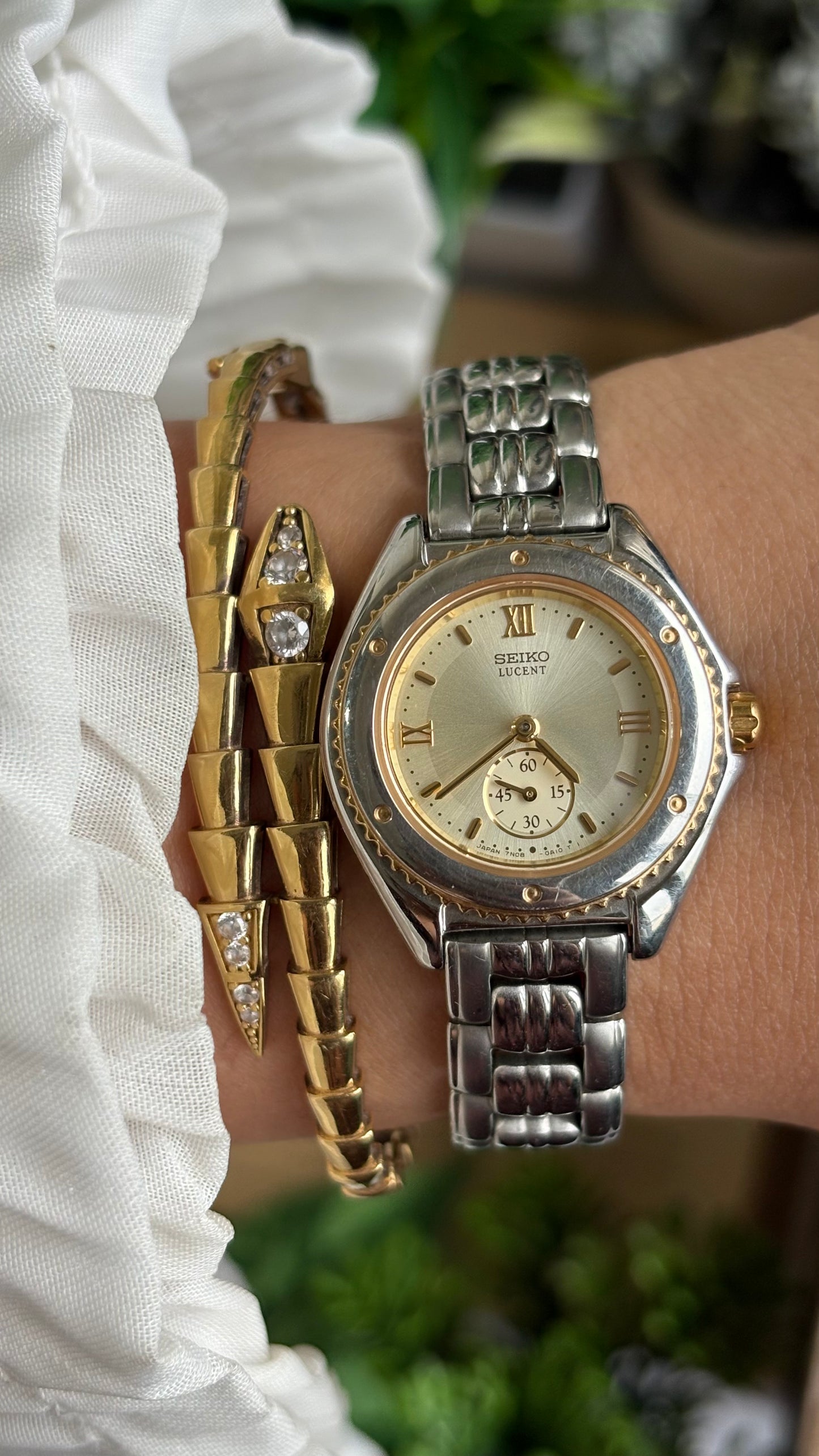 Vintage Seiko Lucent Watch in Two-Tone Working Chrono