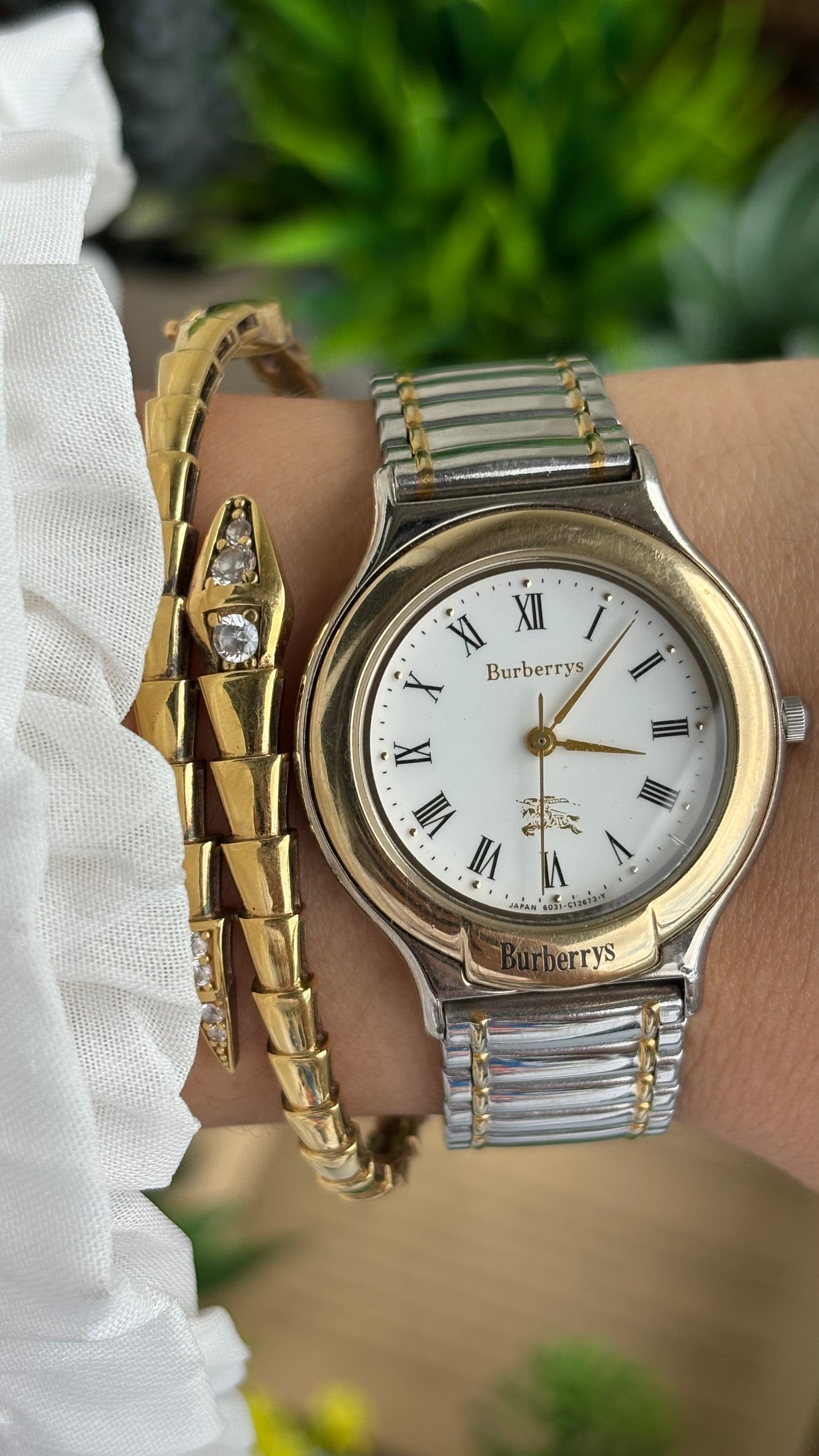 Vintage Two-Tone Burberry Watch in Roman Dial