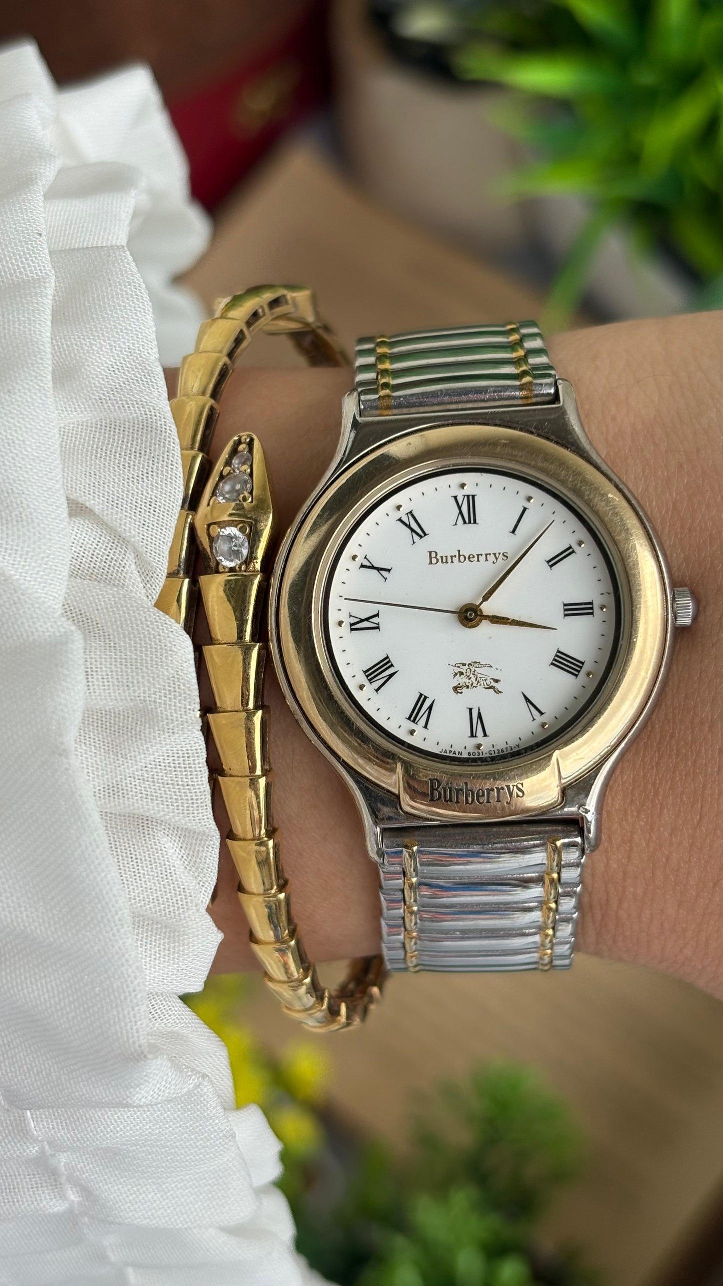 Vintage Two-Tone Burberry Watch in Roman Dial