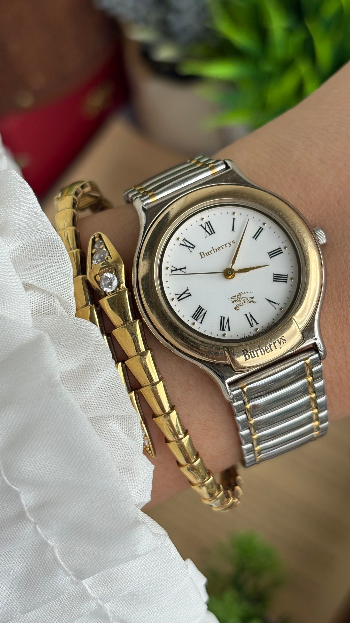 Vintage Two-Tone Burberry Watch in Roman Dial