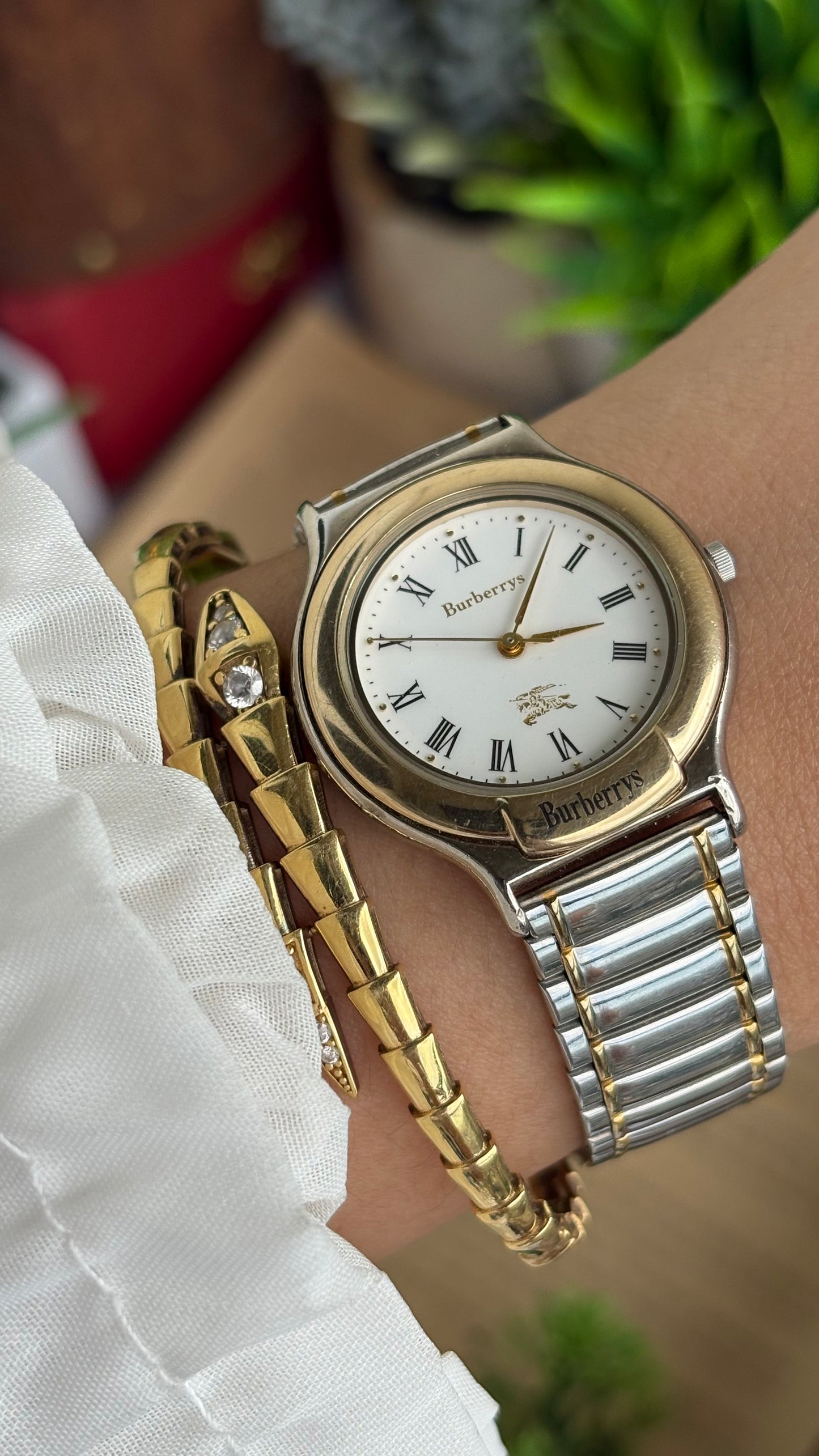 Vintage Two-Tone Burberry Watch in Roman Dial