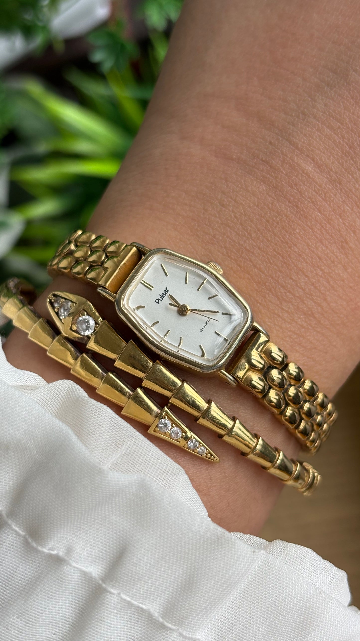Vintage Pulsar by Seiko Slim Watch in Gold Tone
