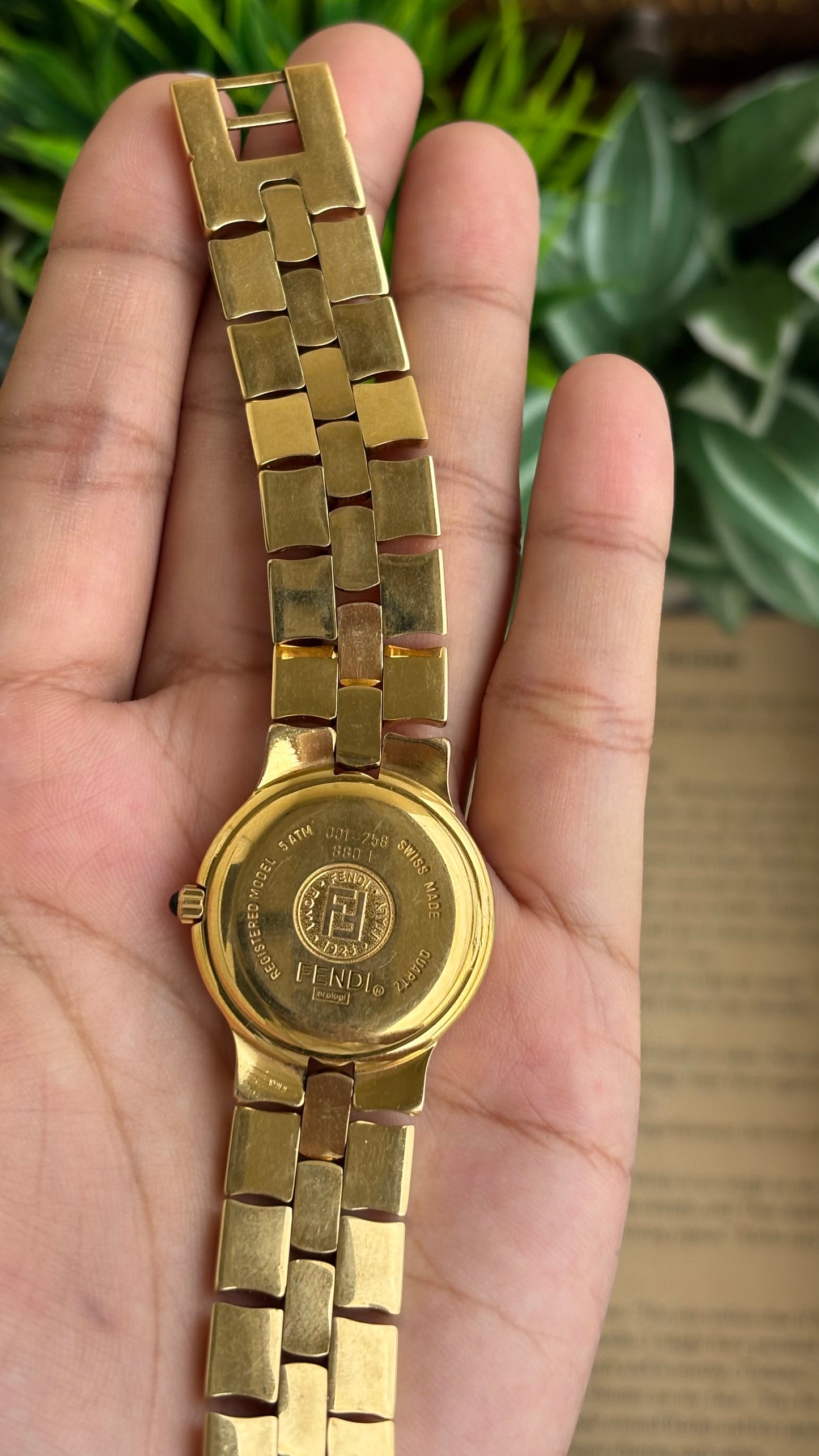 Vintage Fendi Watch in Gold Tone Midnight Blue Dial Gold Filled