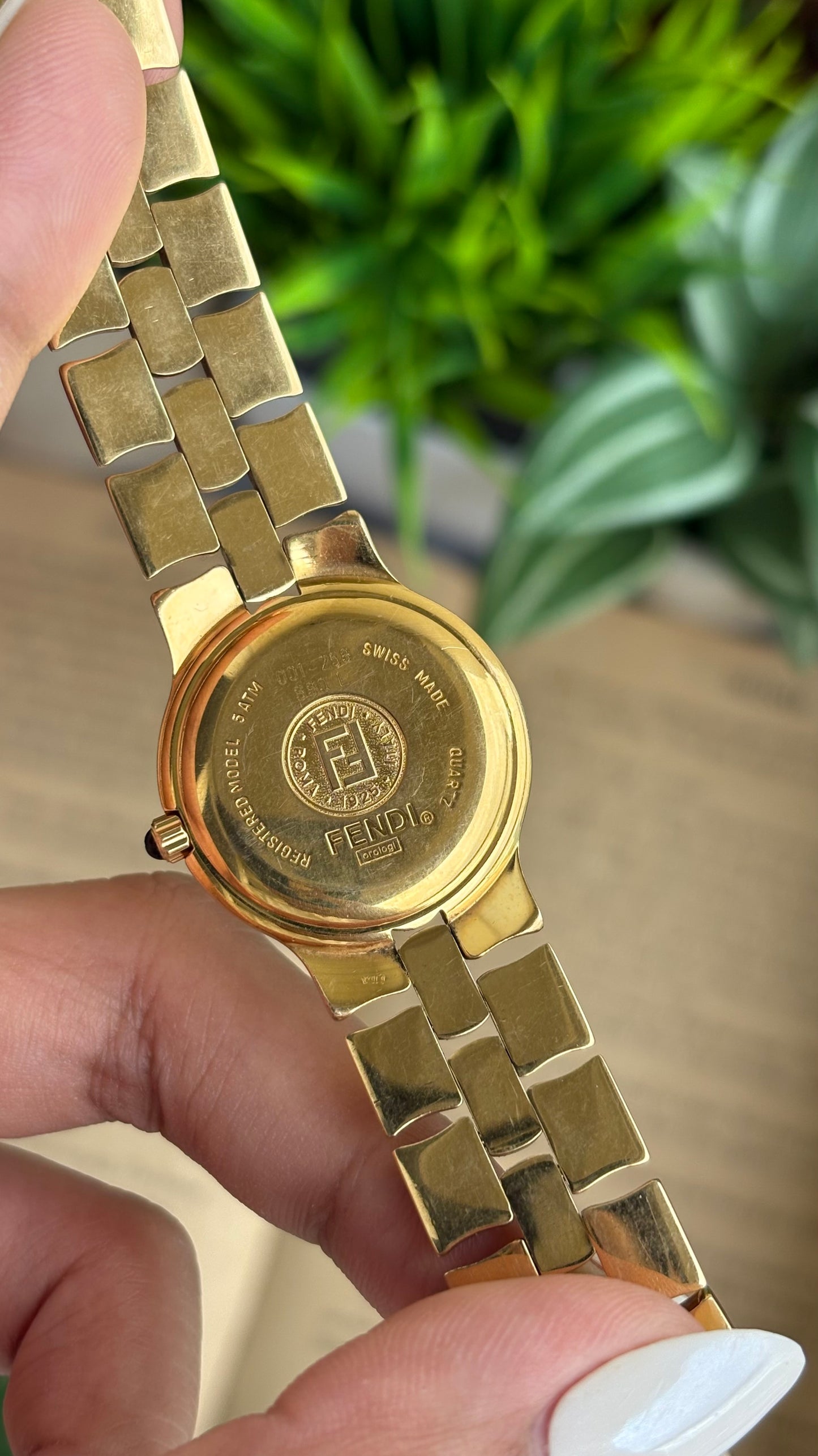 Vintage Fendi Watch in Gold Tone Midnight Blue Dial Gold Filled