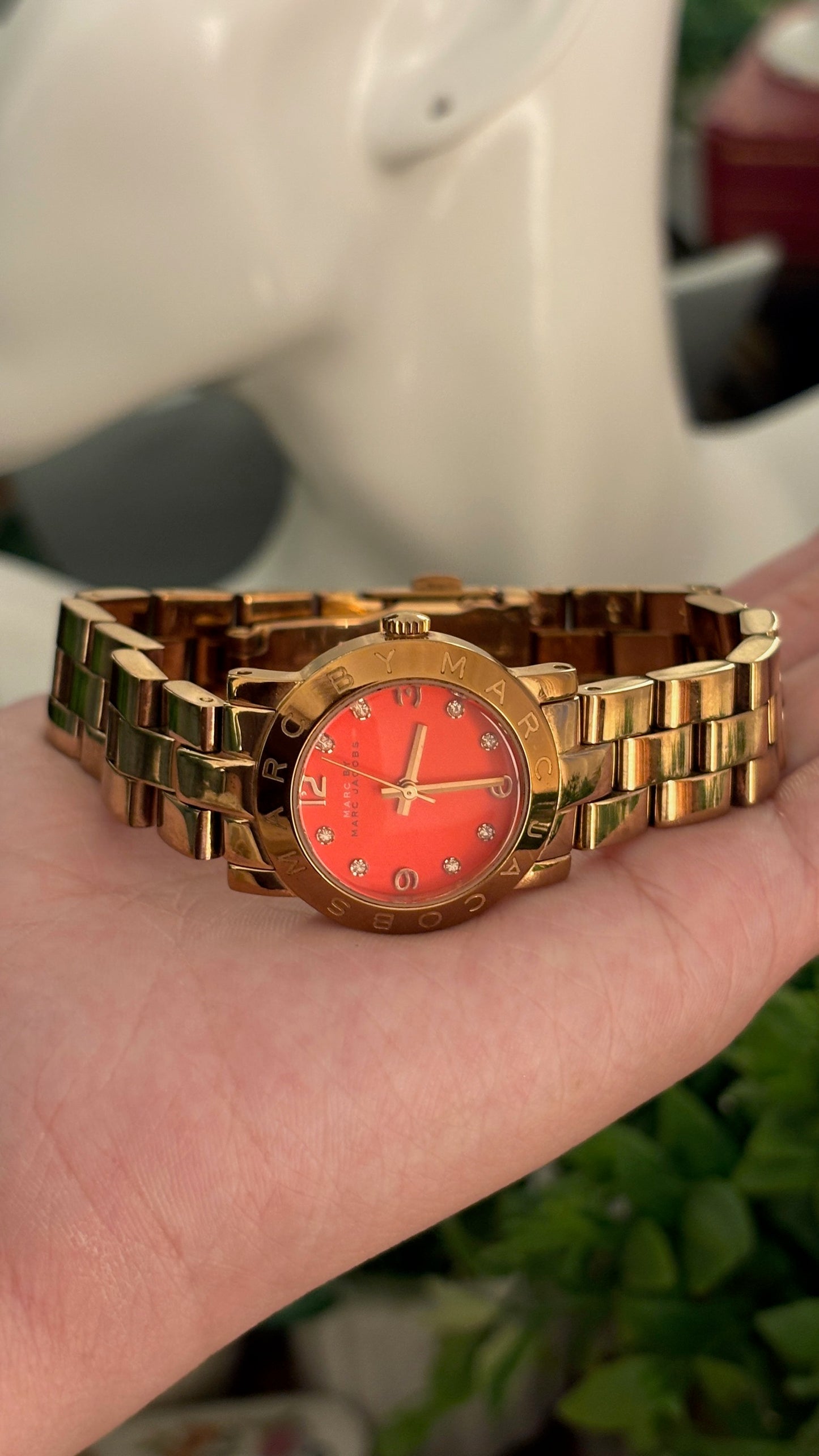 Rare Vintage Marc Jacobs Red Dial Watch in Rose Gold Tone Quartz