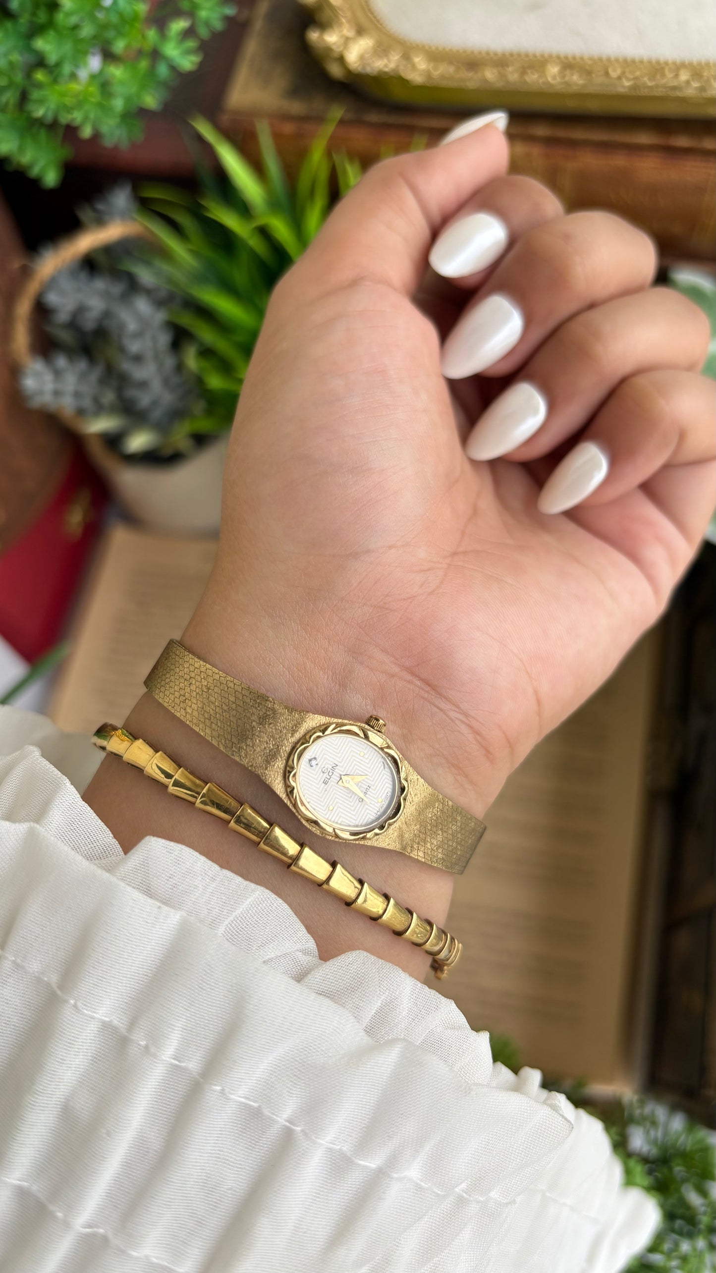 Extremely Rare and Dainty Vintage Elgin Watch in Gold Tone Oval Face