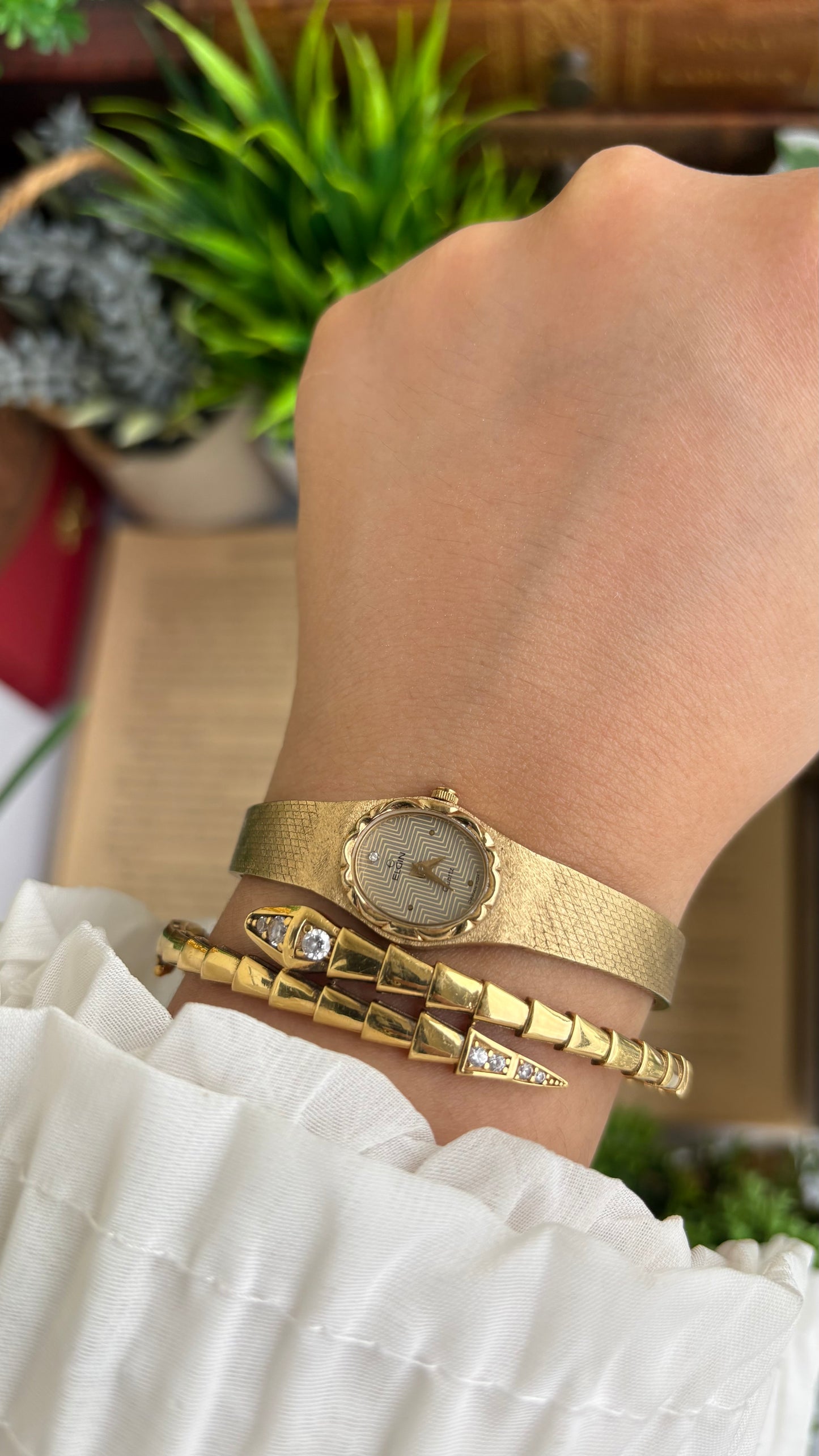Extremely Rare and Dainty Vintage Elgin Watch in Gold Tone Oval Face