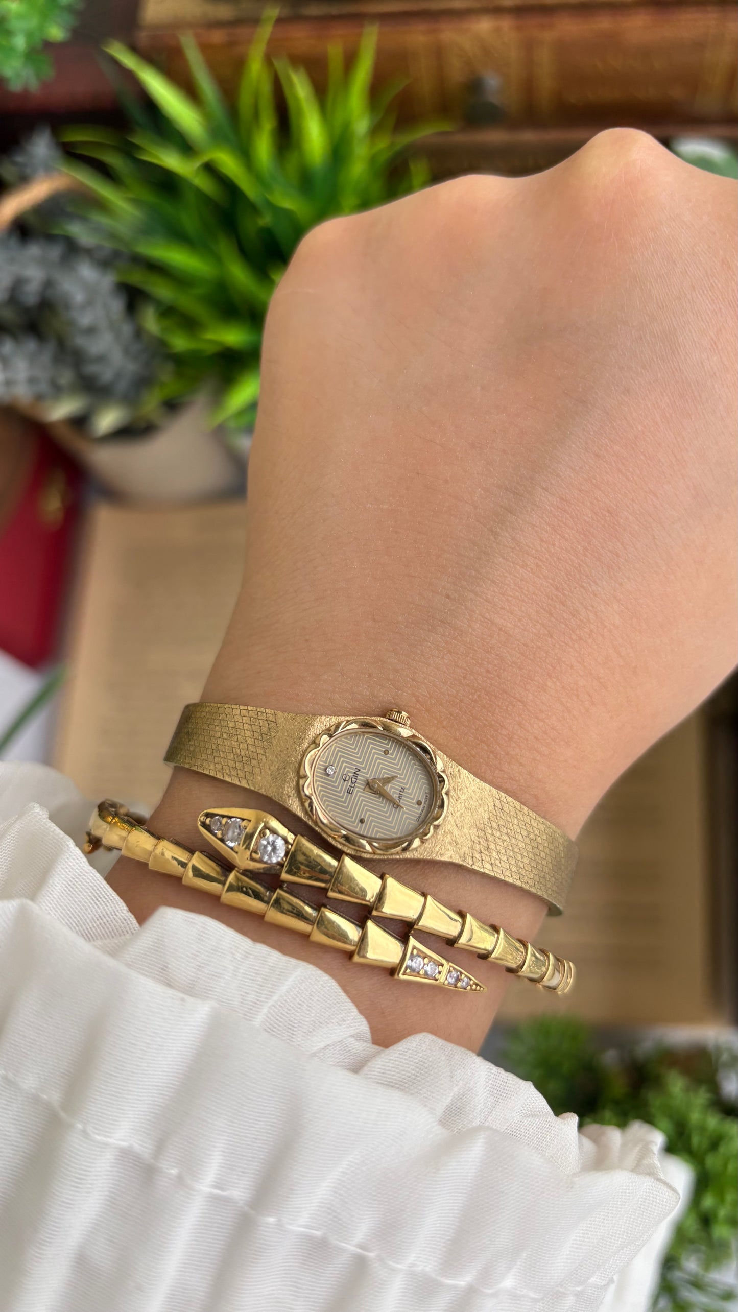 Extremely Rare and Dainty Vintage Elgin Watch in Gold Tone Oval Face