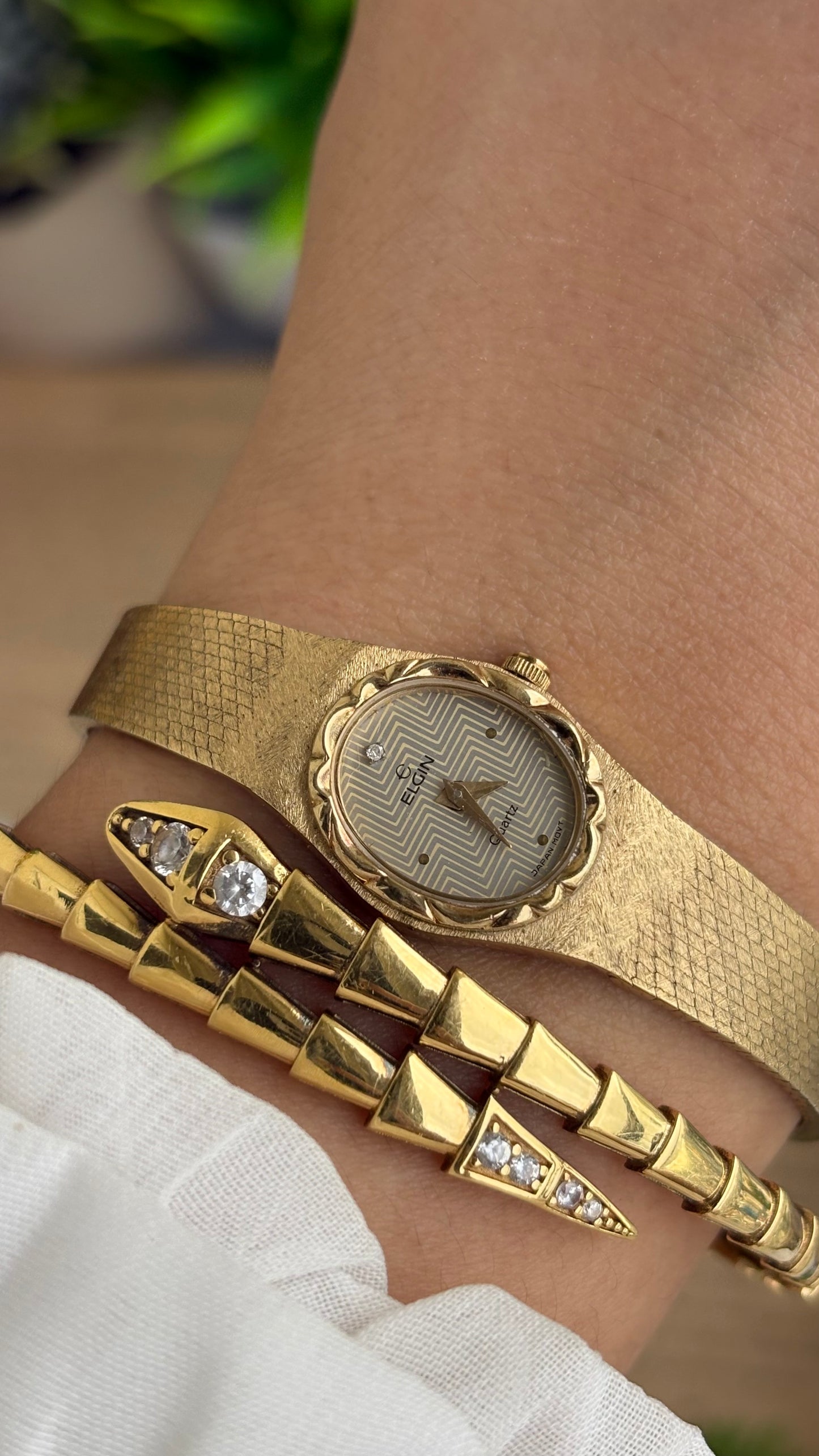 Extremely Rare and Dainty Vintage Elgin Watch in Gold Tone Oval Face