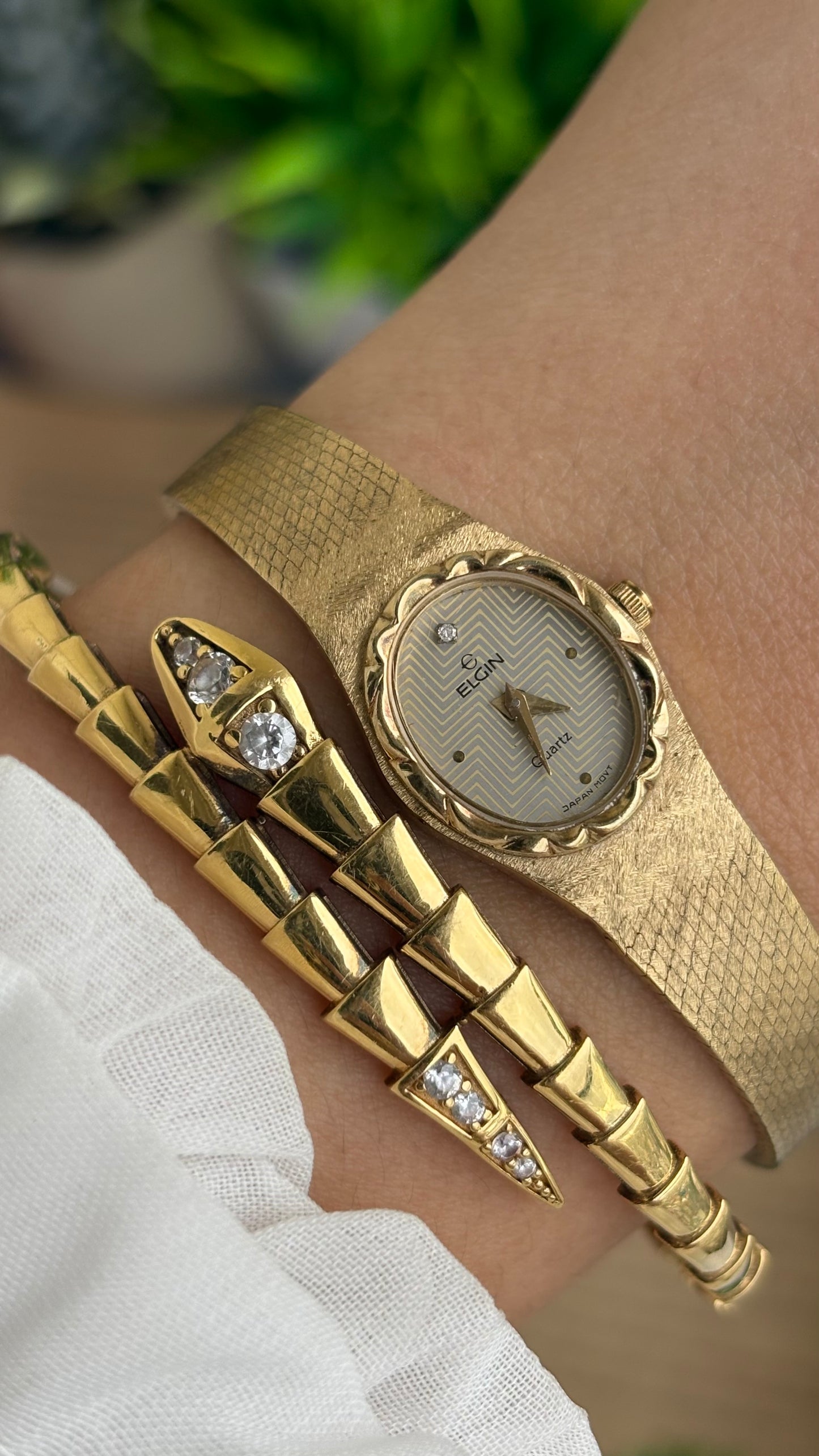 Extremely Rare and Dainty Vintage Elgin Watch in Gold Tone Oval Face