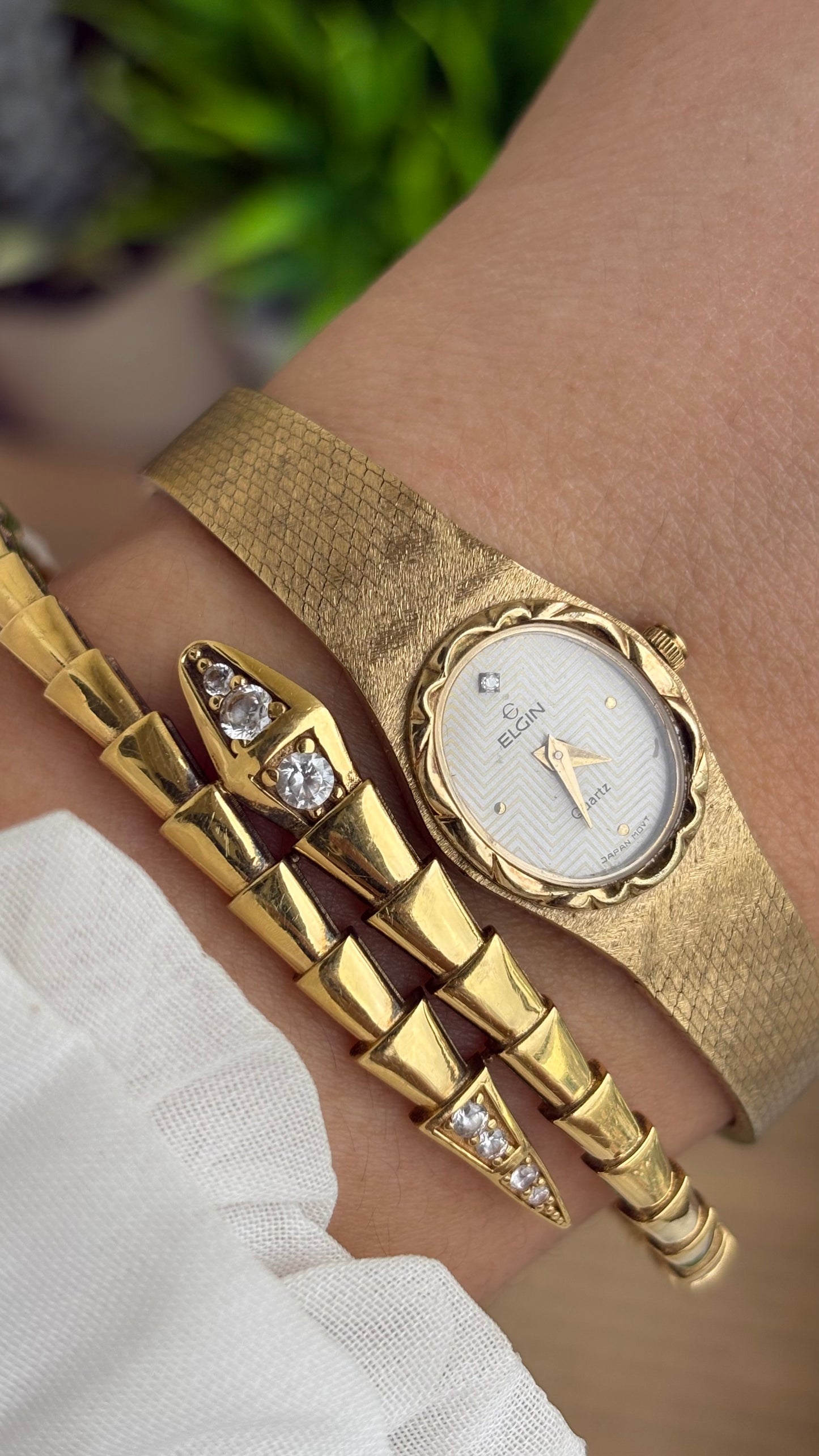 Extremely Rare and Dainty Vintage Elgin Watch in Gold Tone Oval Face