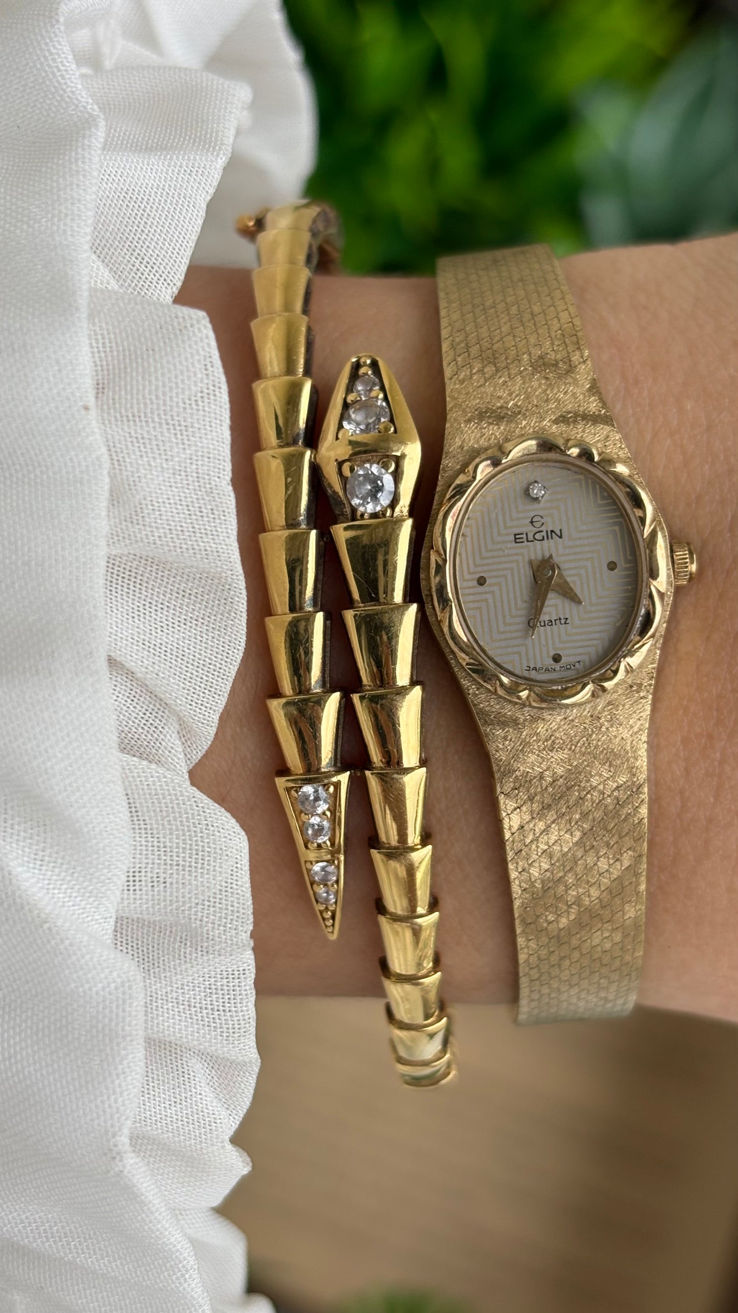 Extremely Rare and Dainty Vintage Elgin Watch in Gold Tone Oval Face