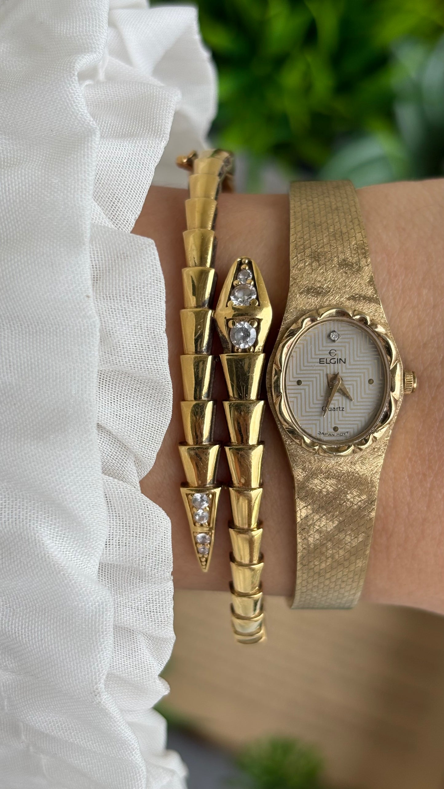 Extremely Rare and Dainty Vintage Elgin Watch in Gold Tone Oval Face
