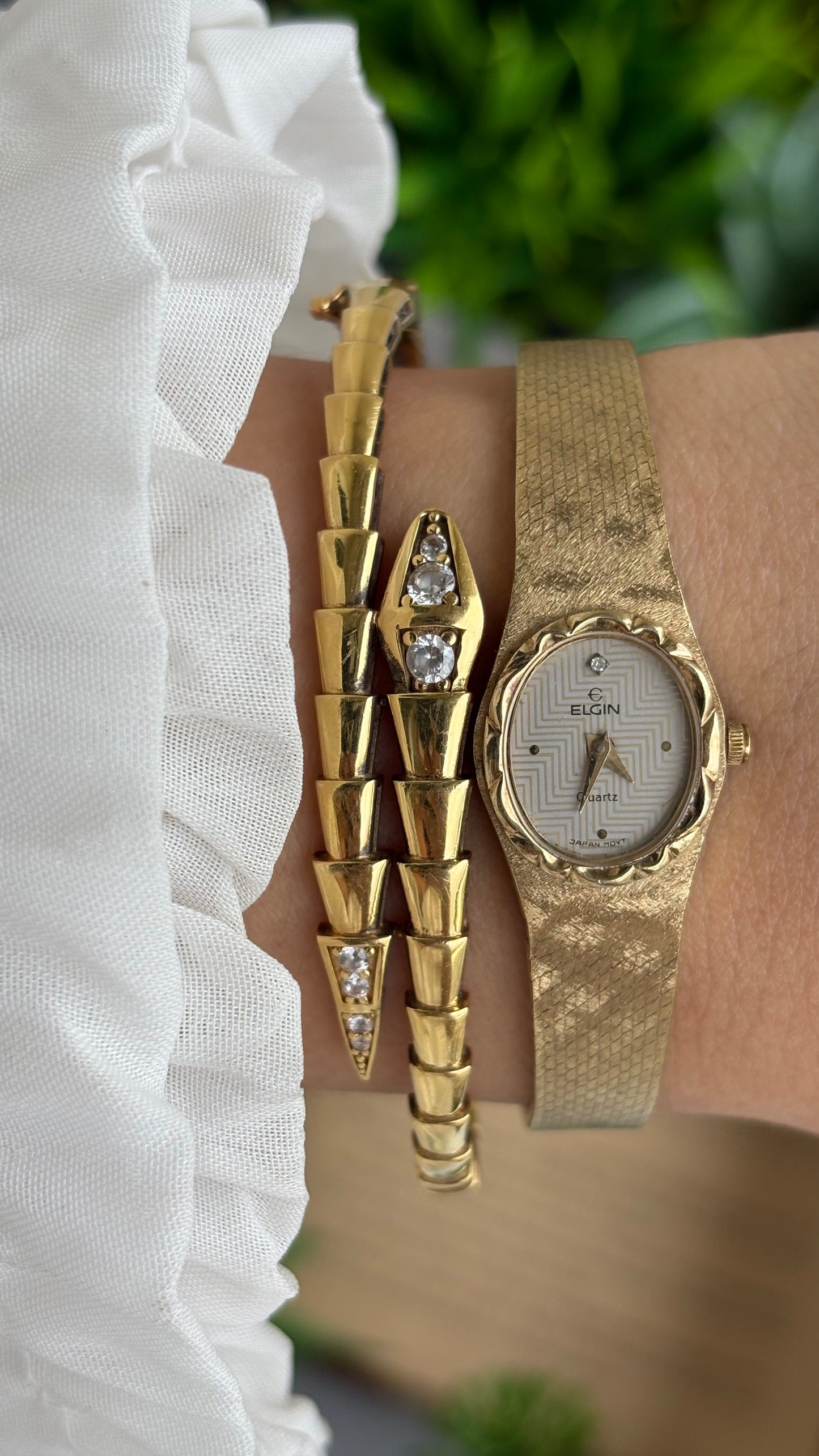 Extremely Rare and Dainty Vintage Elgin Watch in Gold Tone Oval Face