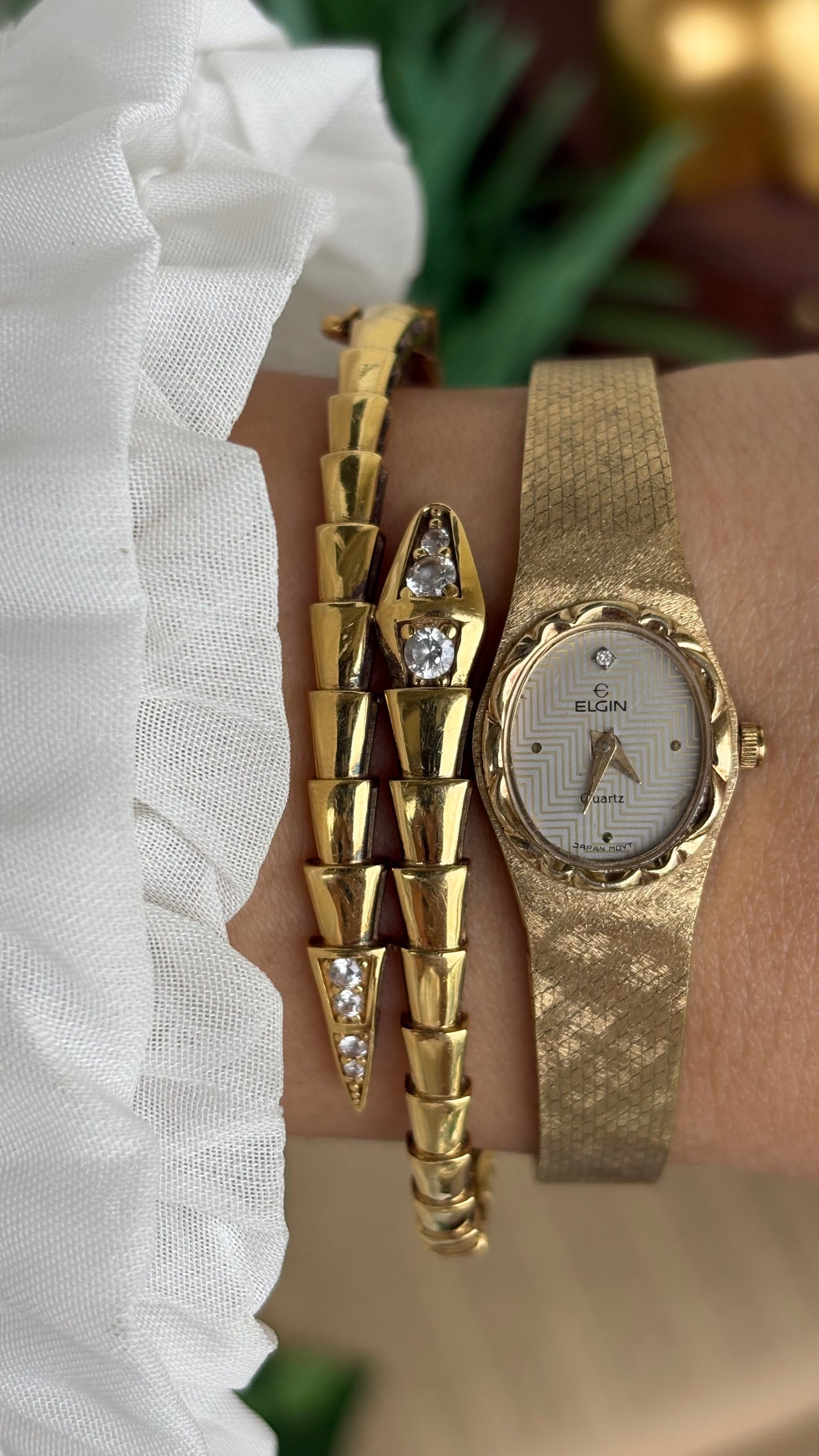 Extremely Rare and Dainty Vintage Elgin Watch in Gold Tone Oval Face
