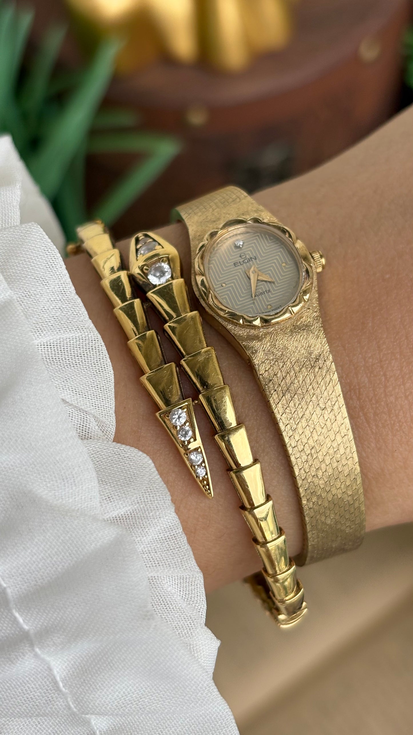 Extremely Rare and Dainty Vintage Elgin Watch in Gold Tone Oval Face
