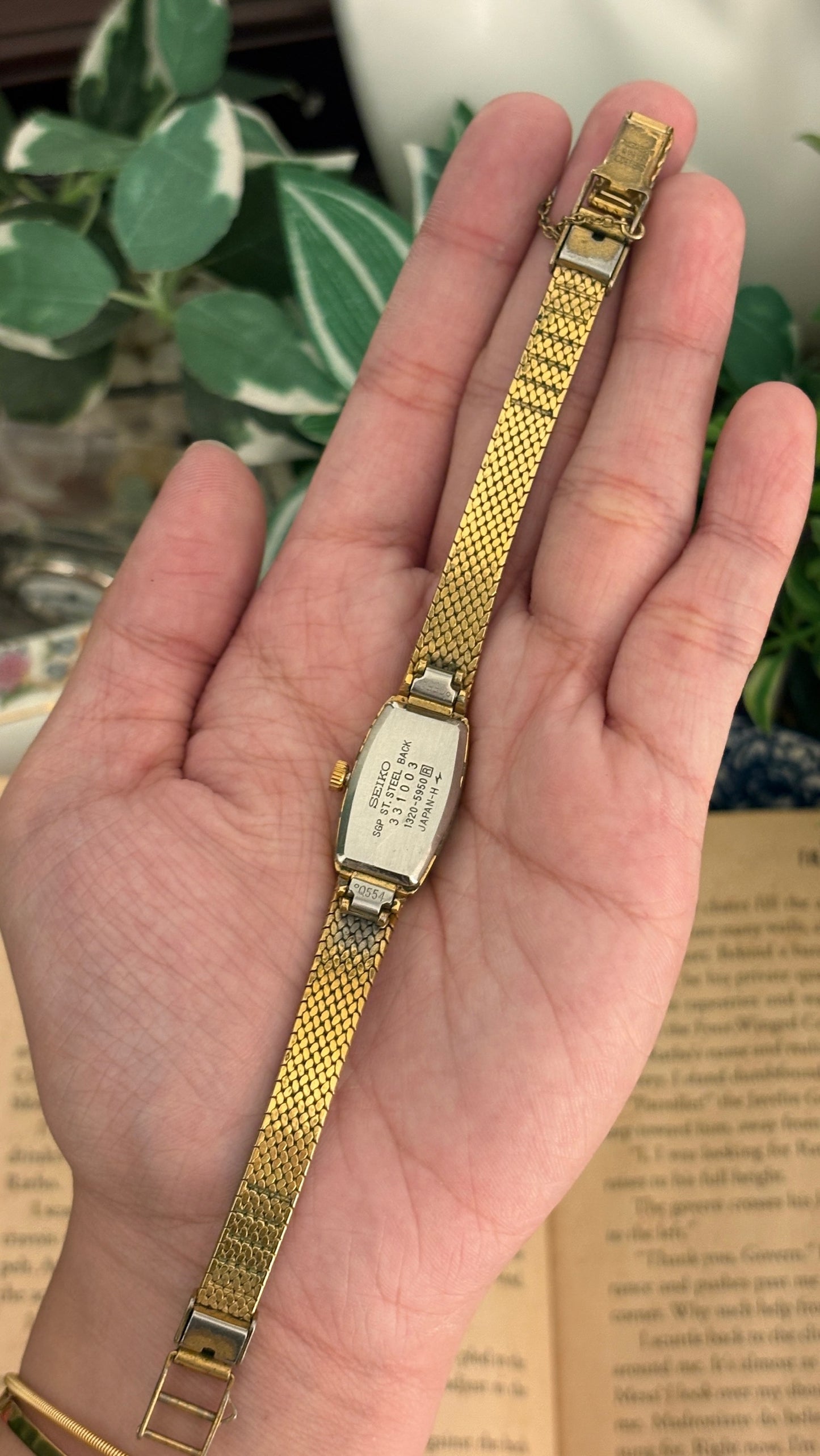 Rare Vintage Seiko Slim Tank Dress Watch in Gold Tone Quartz