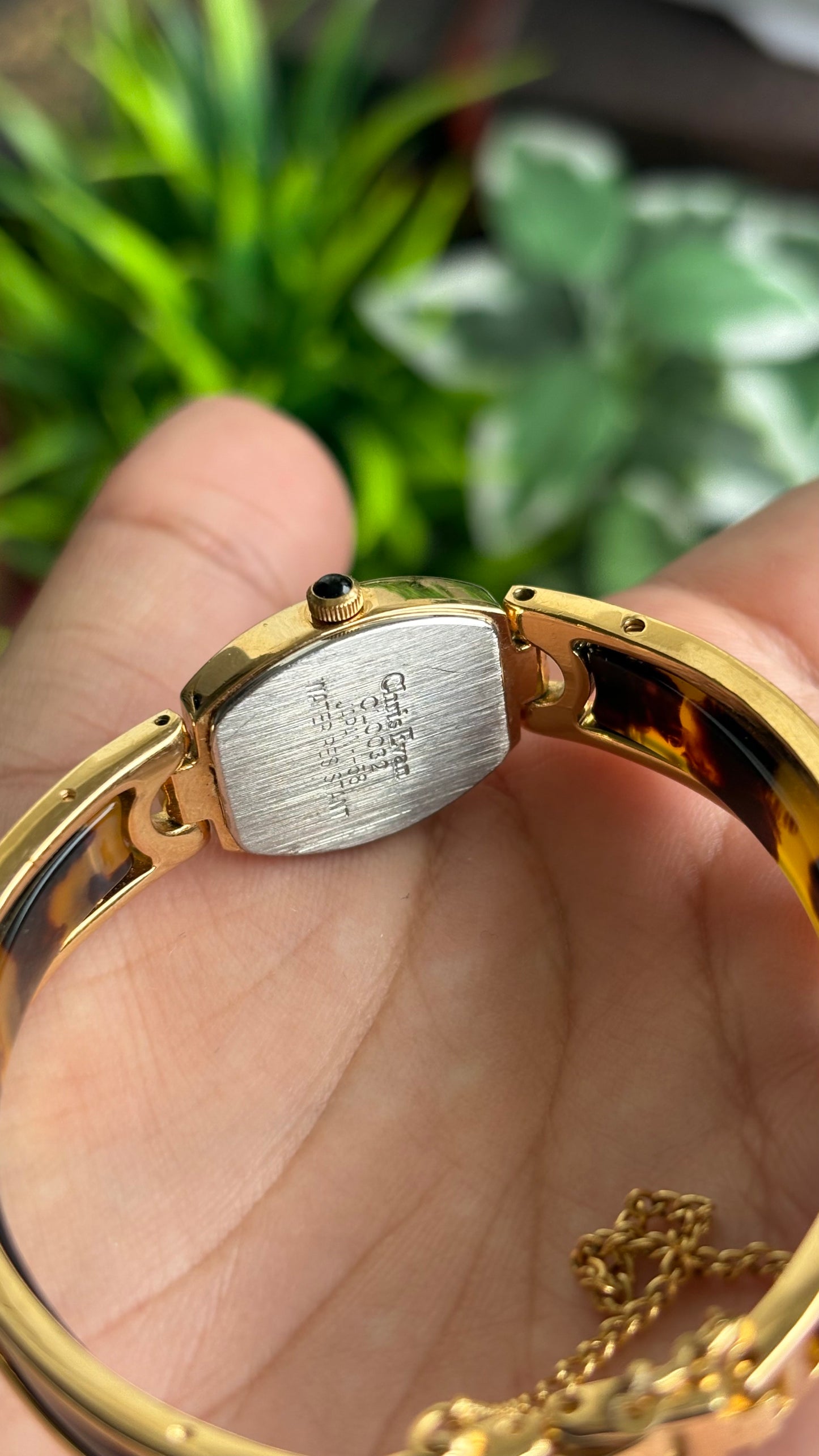 Vintage Chris Evan Watch in Gold Tone Tortoise Shell Pattern