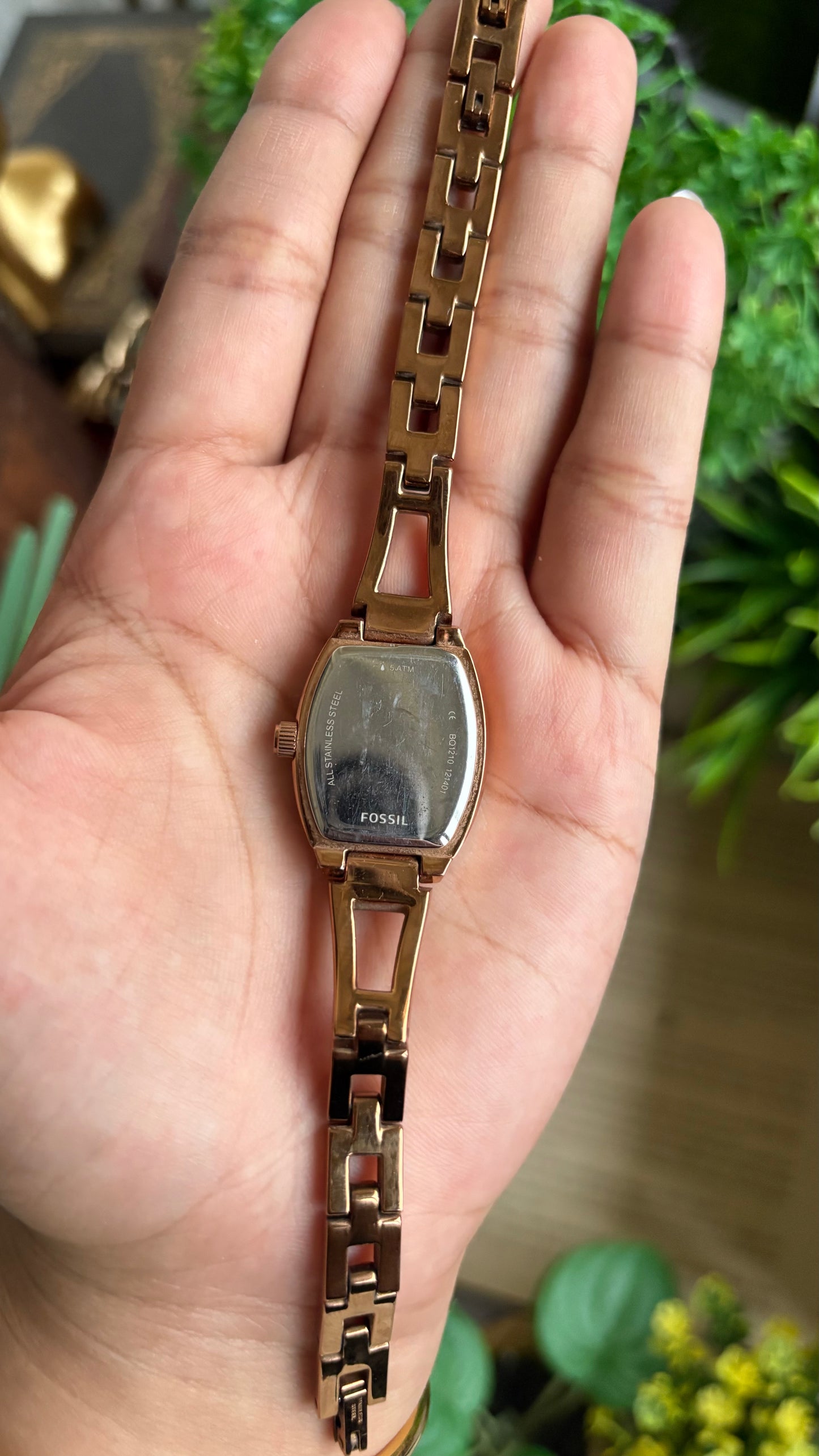 Vintage Fossil Bejeweled Watch in Rose Gold Tone