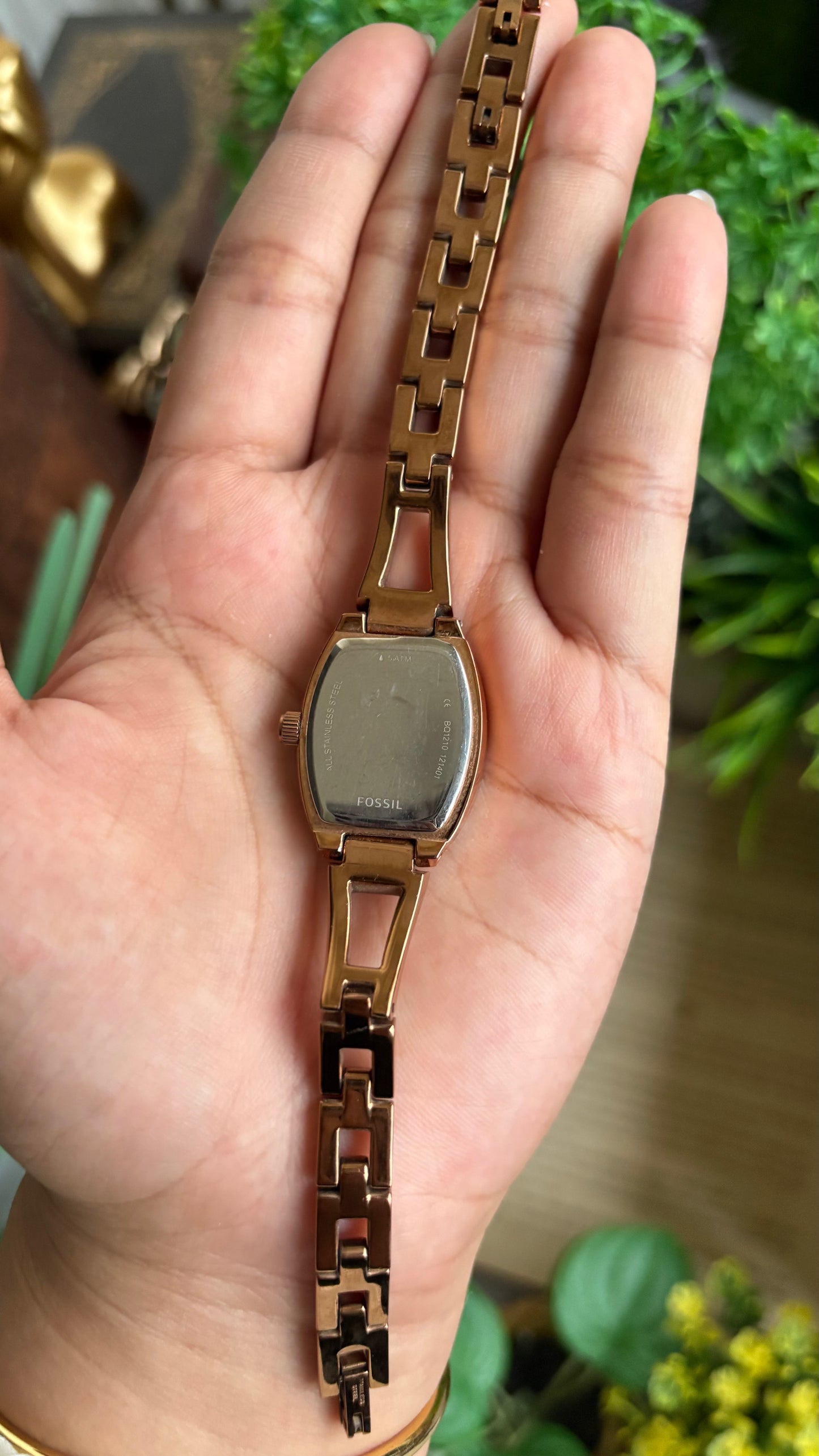 Vintage Fossil Bejeweled Watch in Rose Gold Tone
