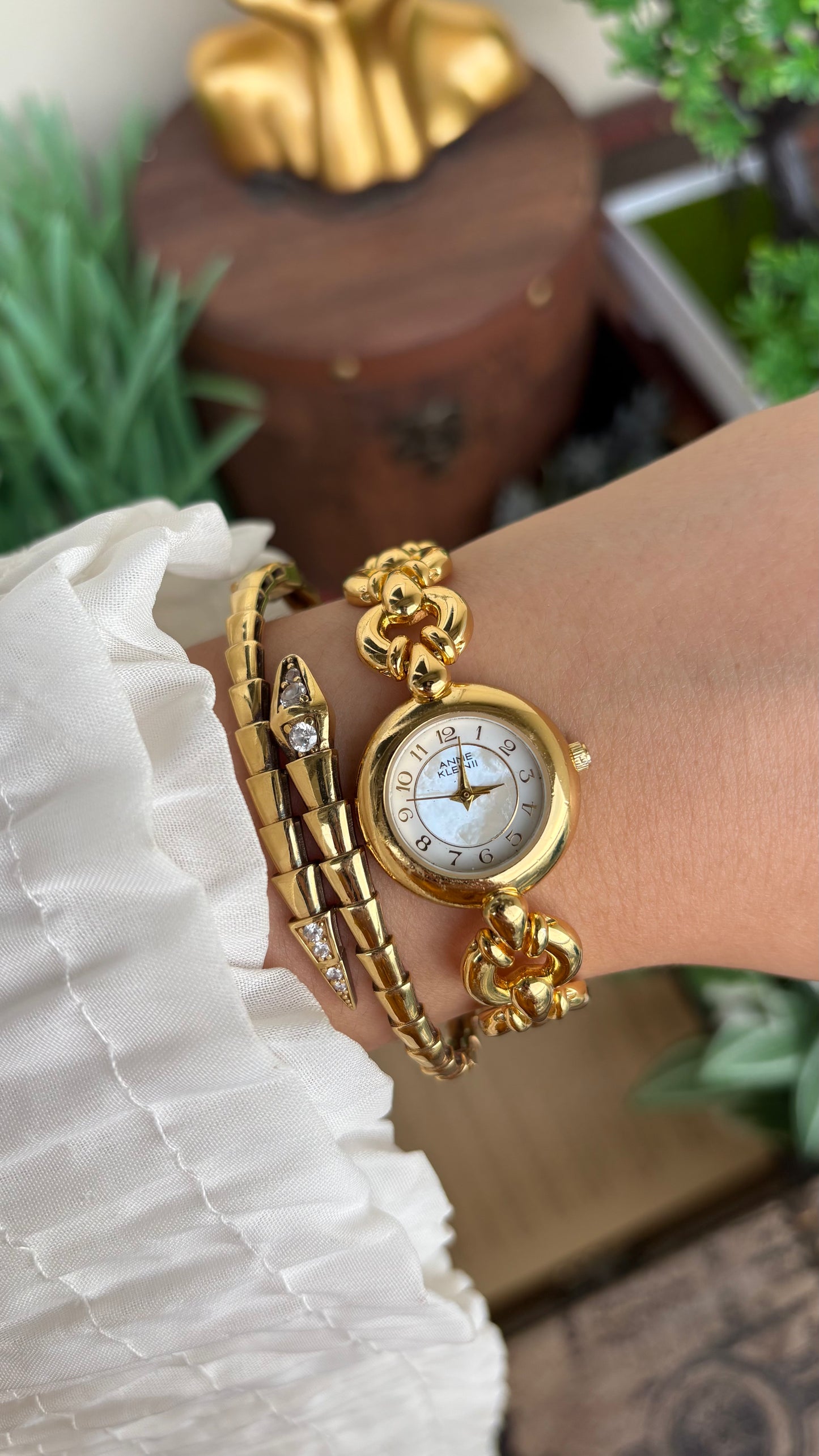 Extremely Rare Vintage Anne Klein in Gold Tone Teardrop Strap