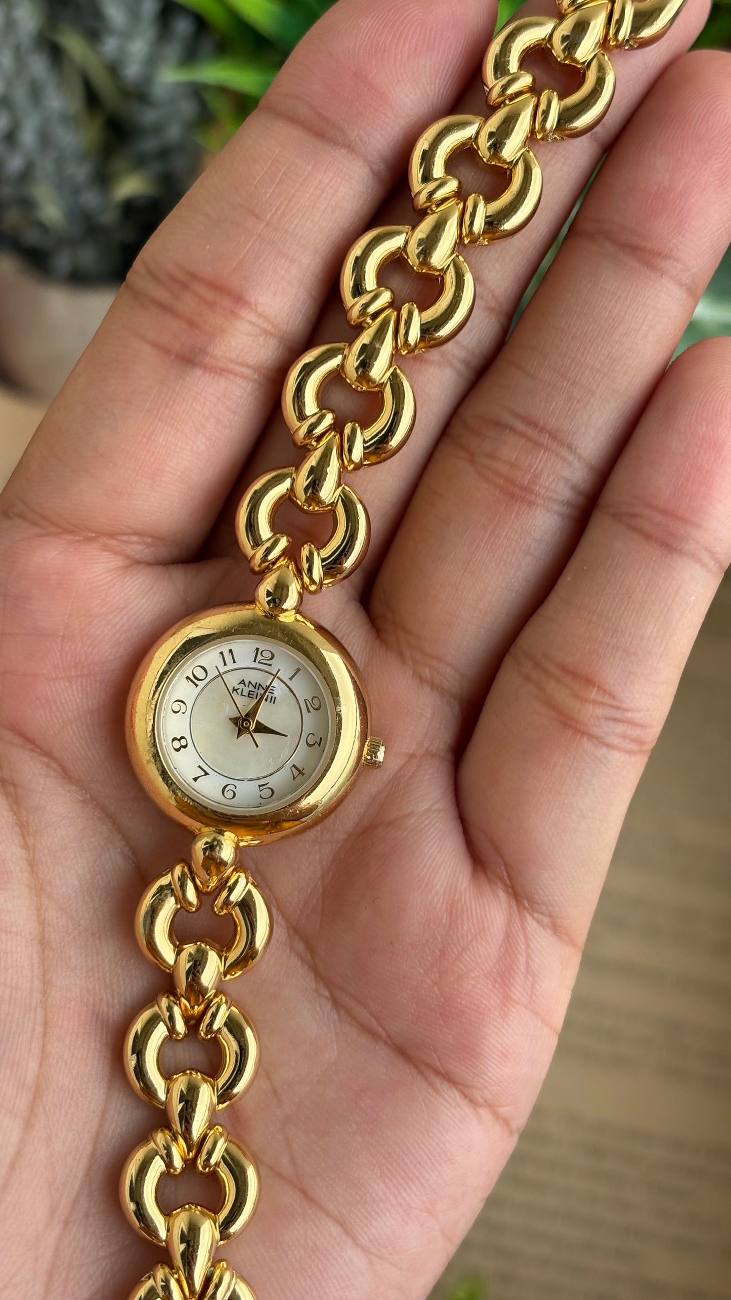 Extremely Rare Vintage Anne Klein in Gold Tone Teardrop Strap