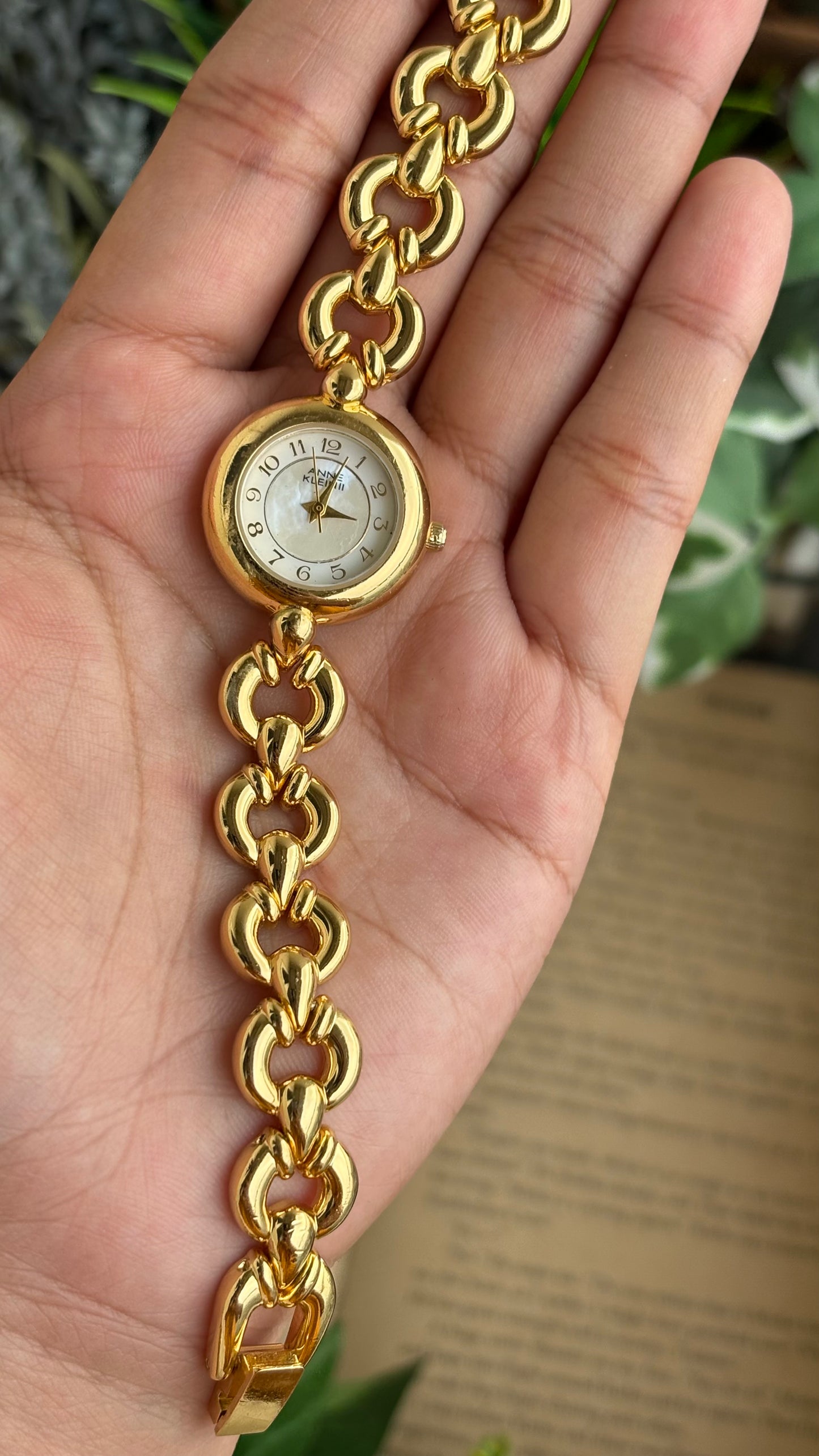 Extremely Rare Vintage Anne Klein in Gold Tone Teardrop Strap