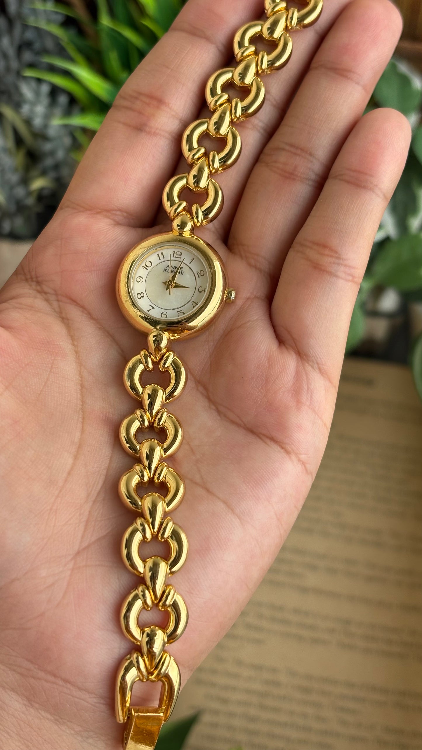 Extremely Rare Vintage Anne Klein in Gold Tone Teardrop Strap