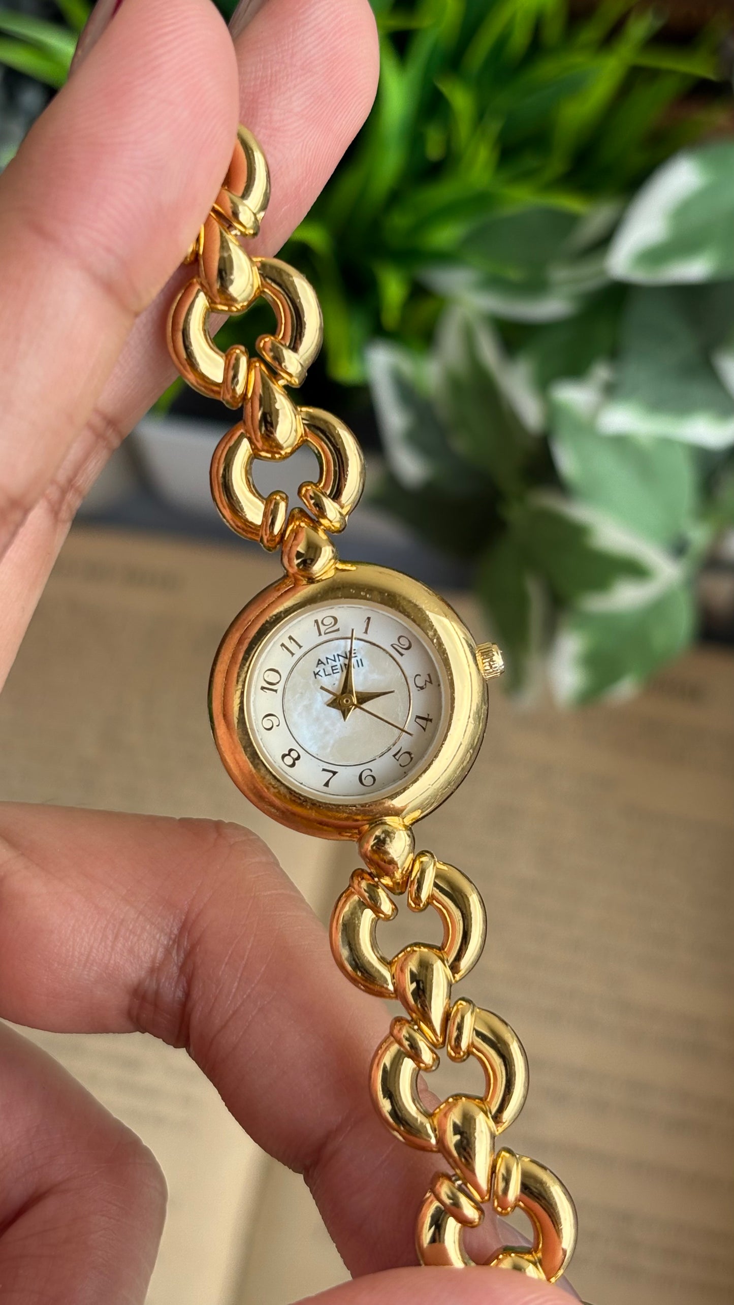 Extremely Rare Vintage Anne Klein in Gold Tone Teardrop Strap