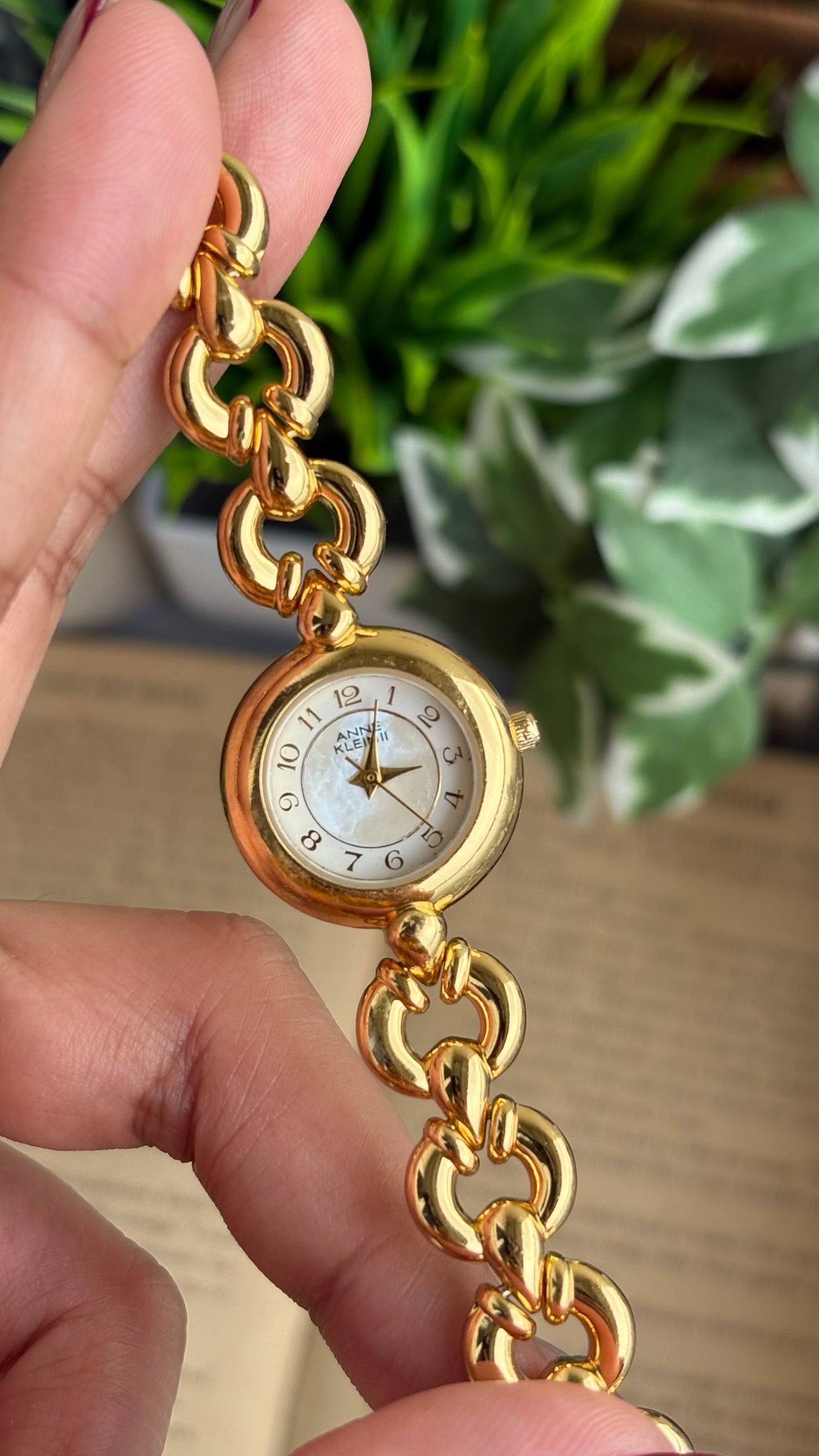 Extremely Rare Vintage Anne Klein in Gold Tone Teardrop Strap
