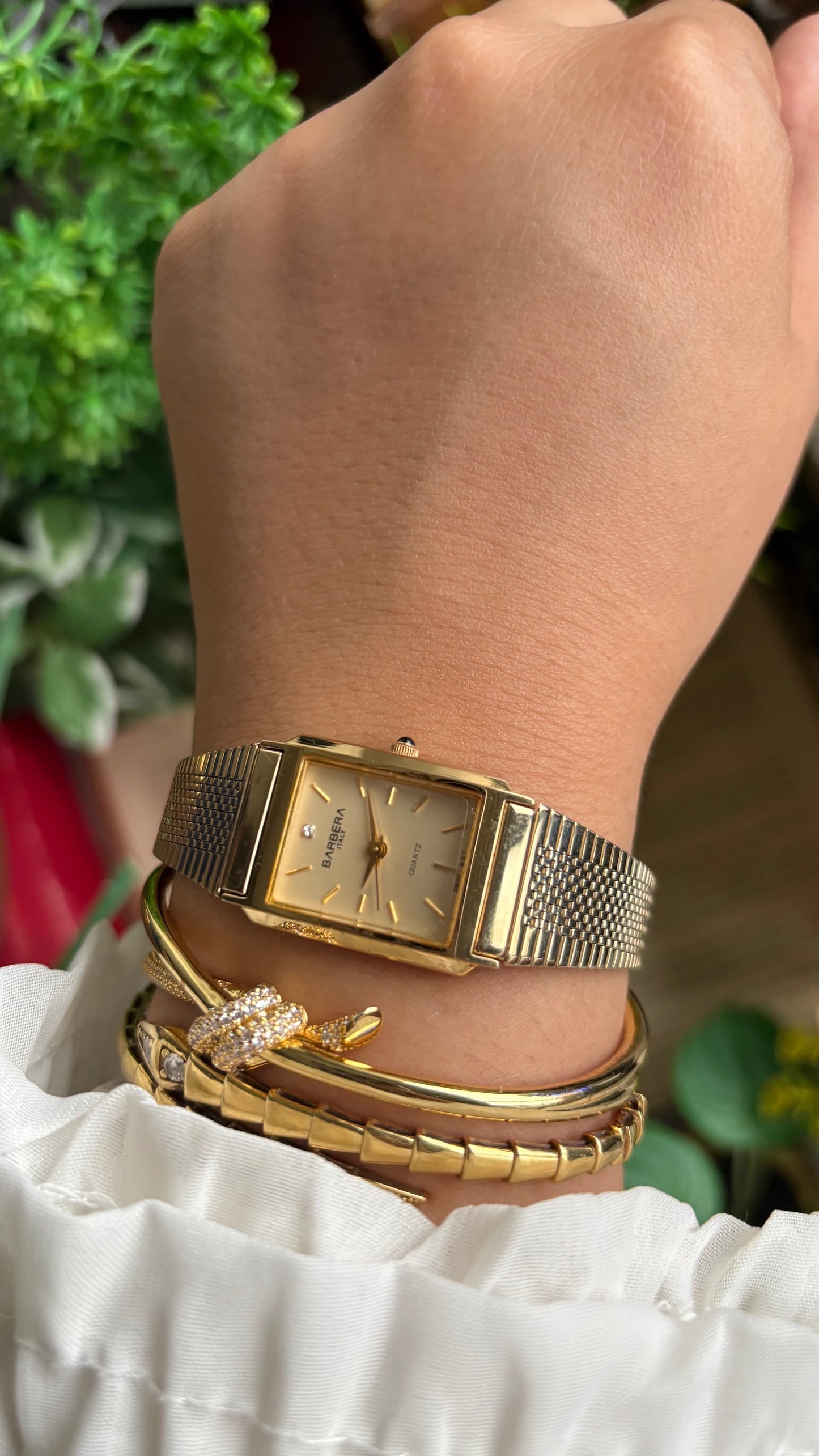 Vintage Barbera Swiss Tank Watch in Gold Tone