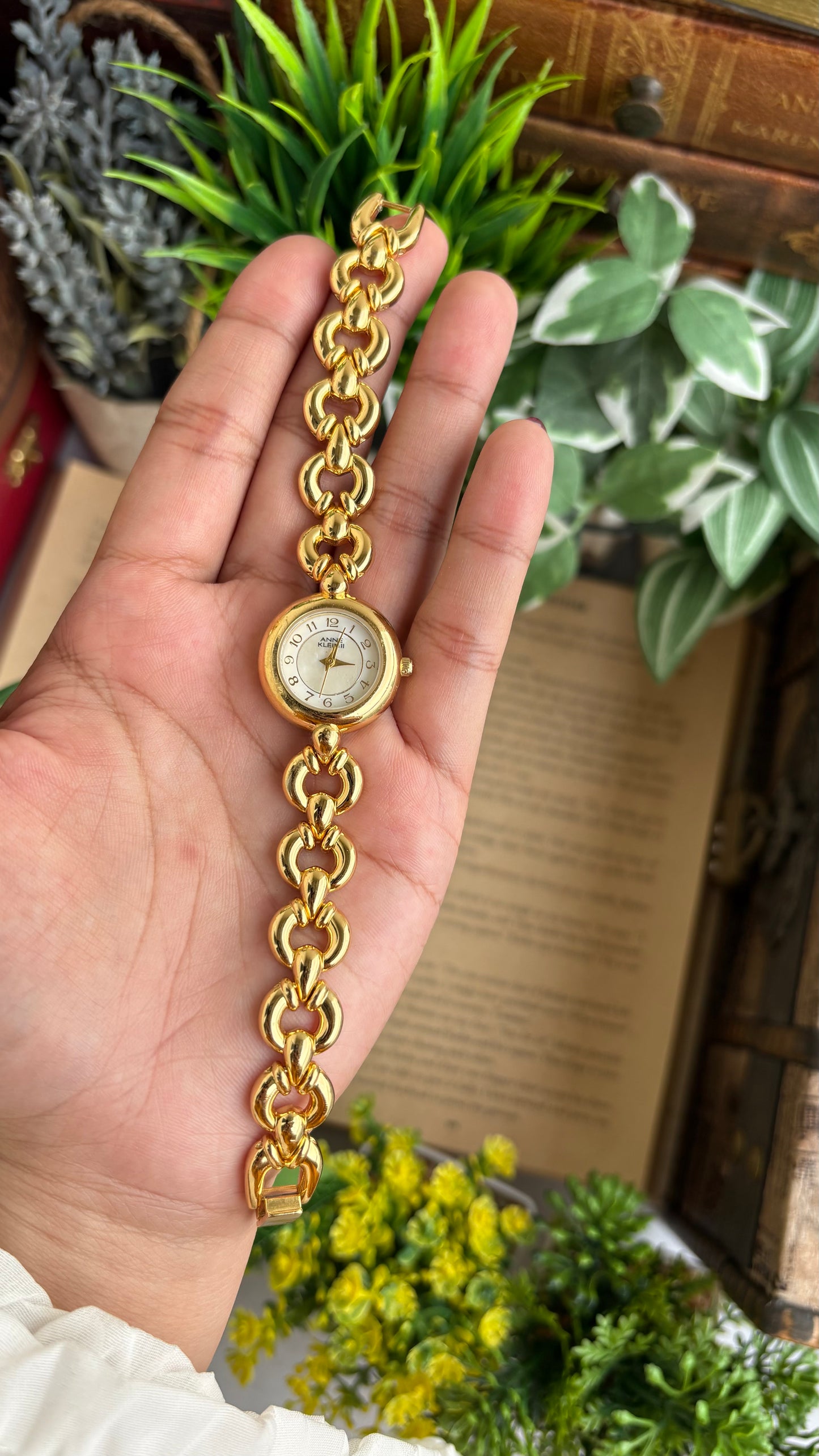 Extremely Rare Vintage Anne Klein in Gold Tone Teardrop Strap