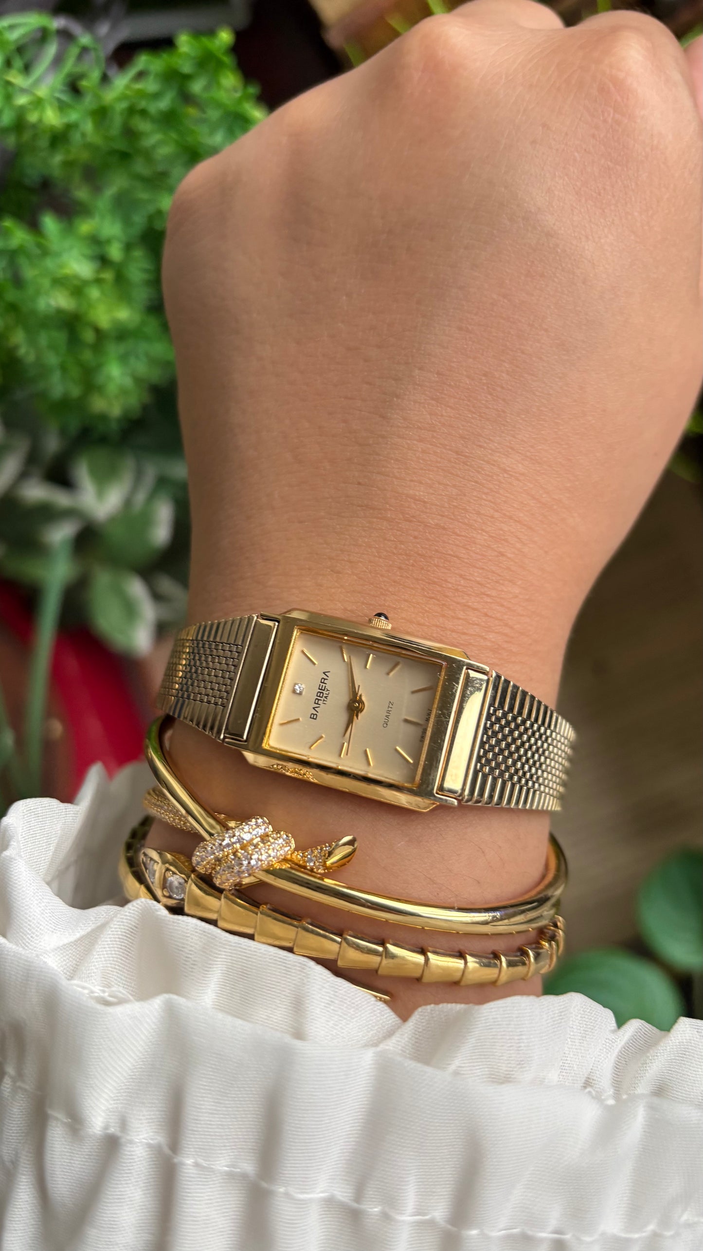 Vintage Barbera Swiss Tank Watch in Gold Tone