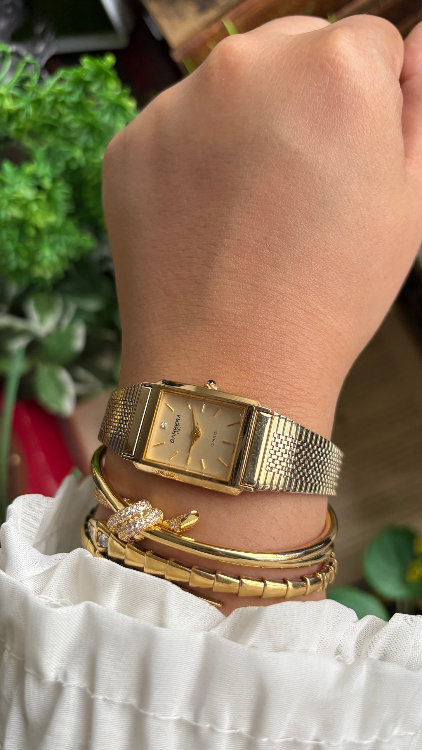 Vintage Barbera Swiss Tank Watch in Gold Tone