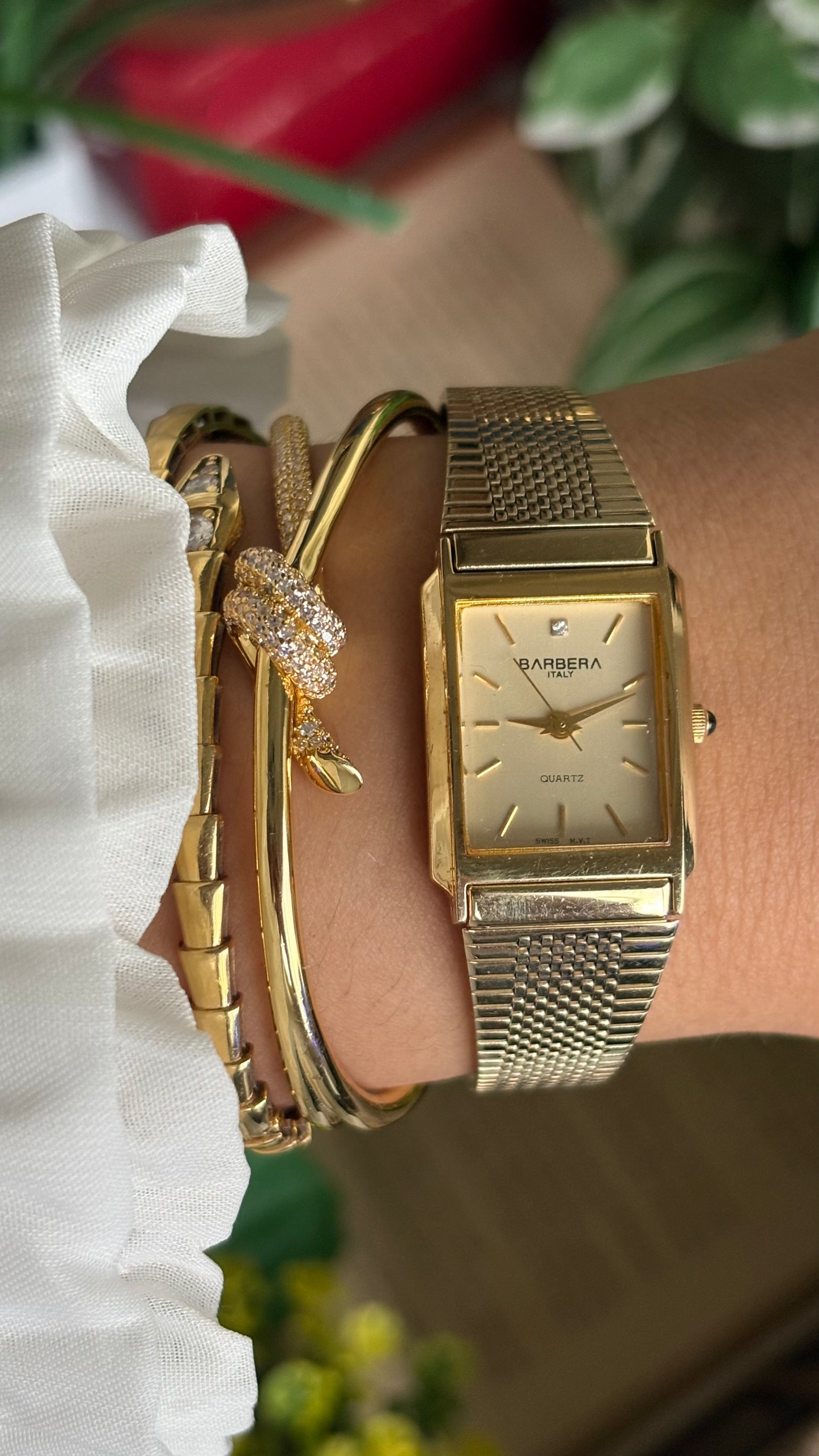 Vintage Barbera Swiss Tank Watch in Gold Tone