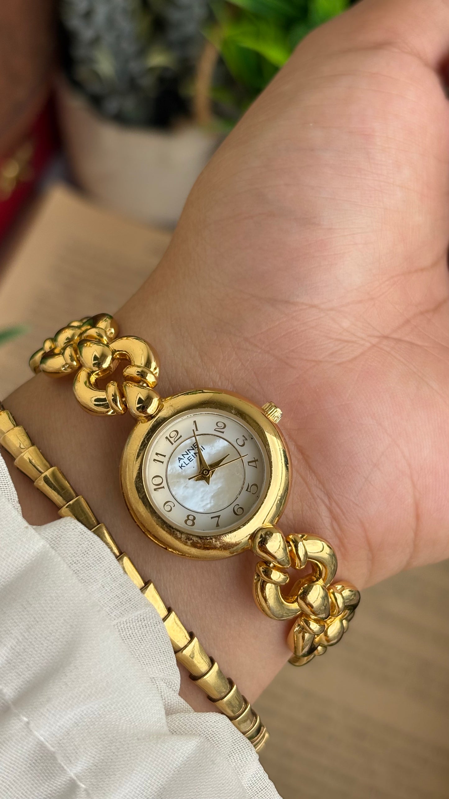 Extremely Rare Vintage Anne Klein in Gold Tone Teardrop Strap