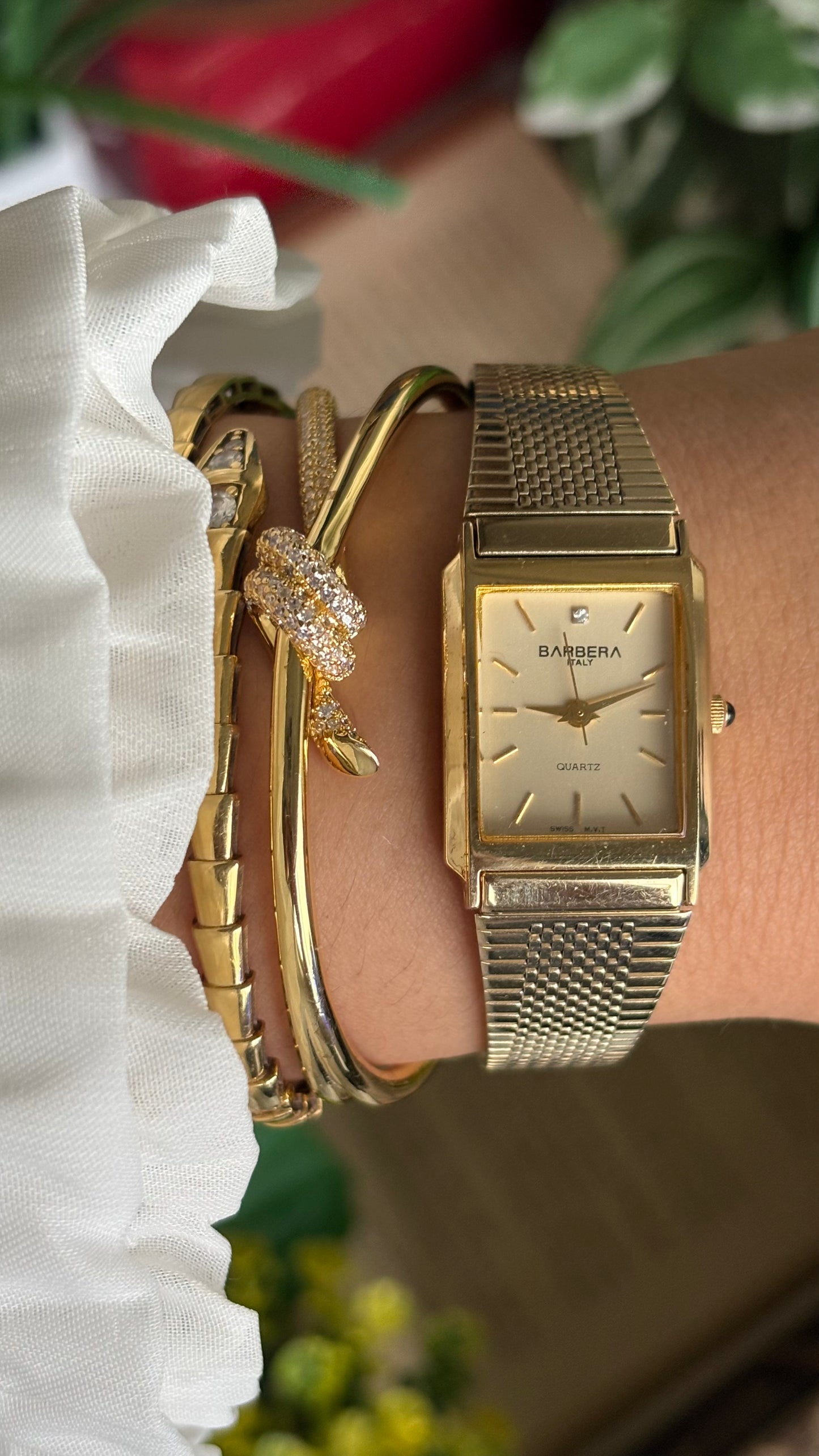 Vintage Barbera Swiss Tank Watch in Gold Tone