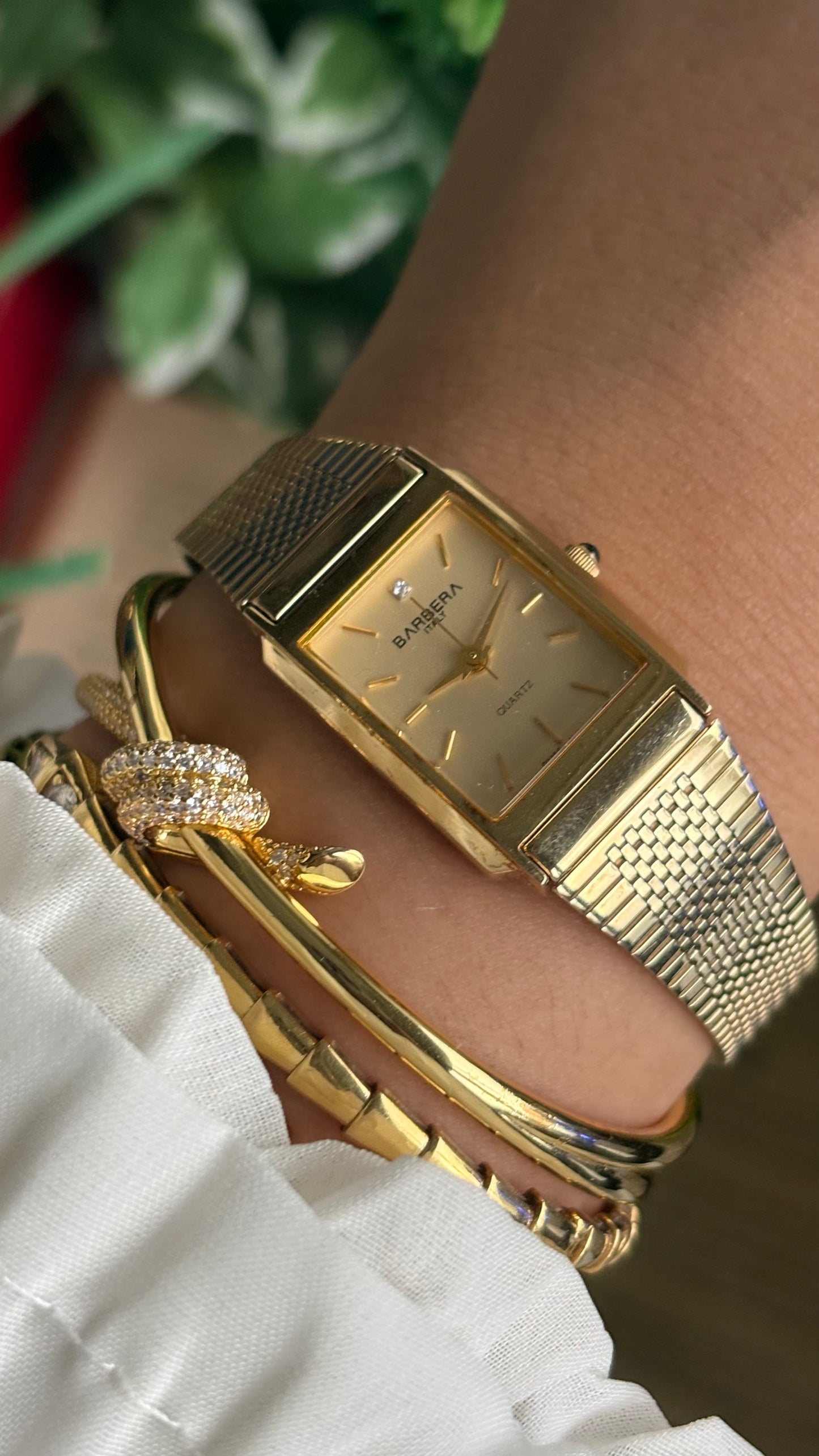 Vintage Barbera Swiss Tank Watch in Gold Tone