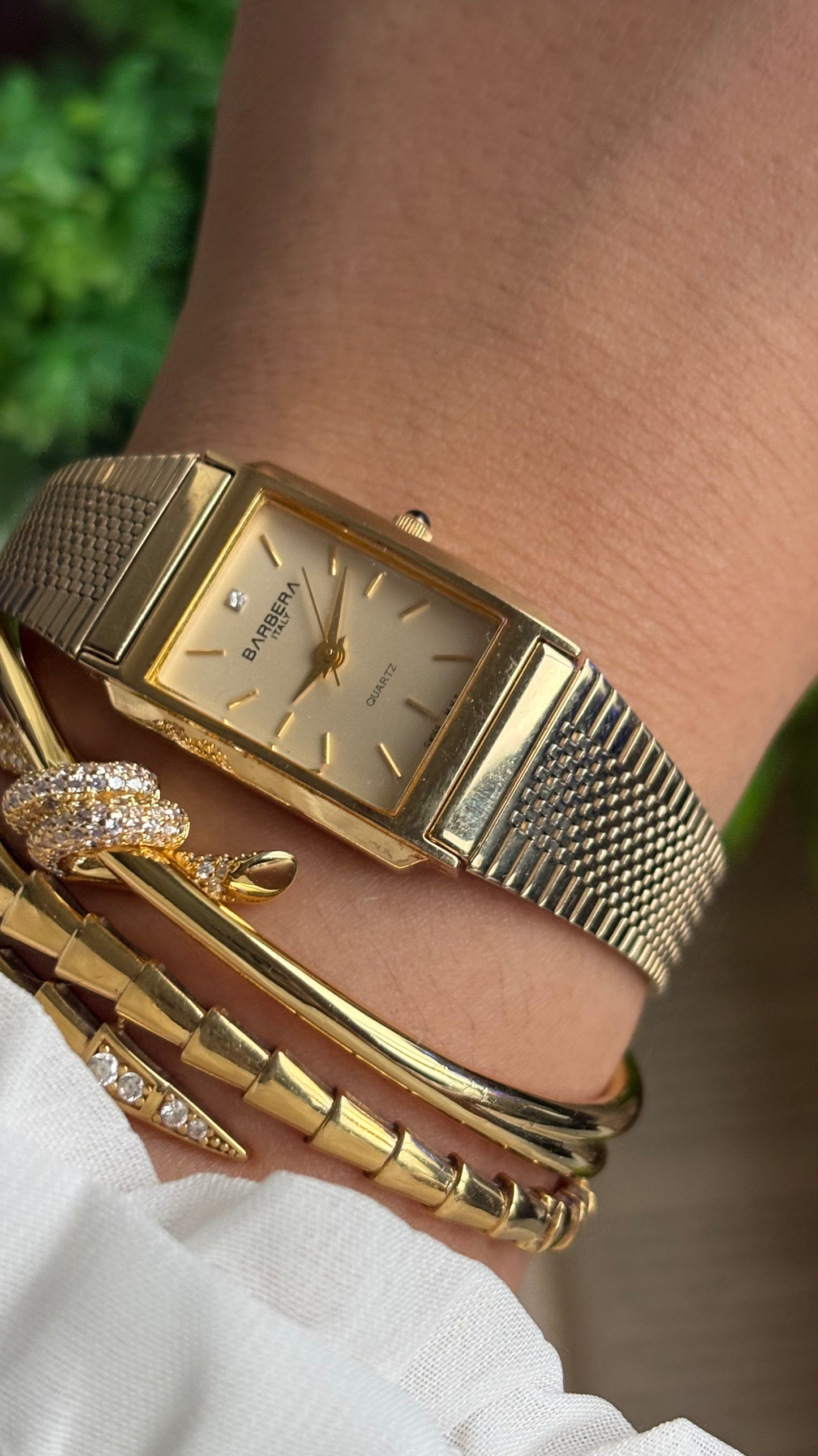 Vintage Barbera Swiss Tank Watch in Gold Tone