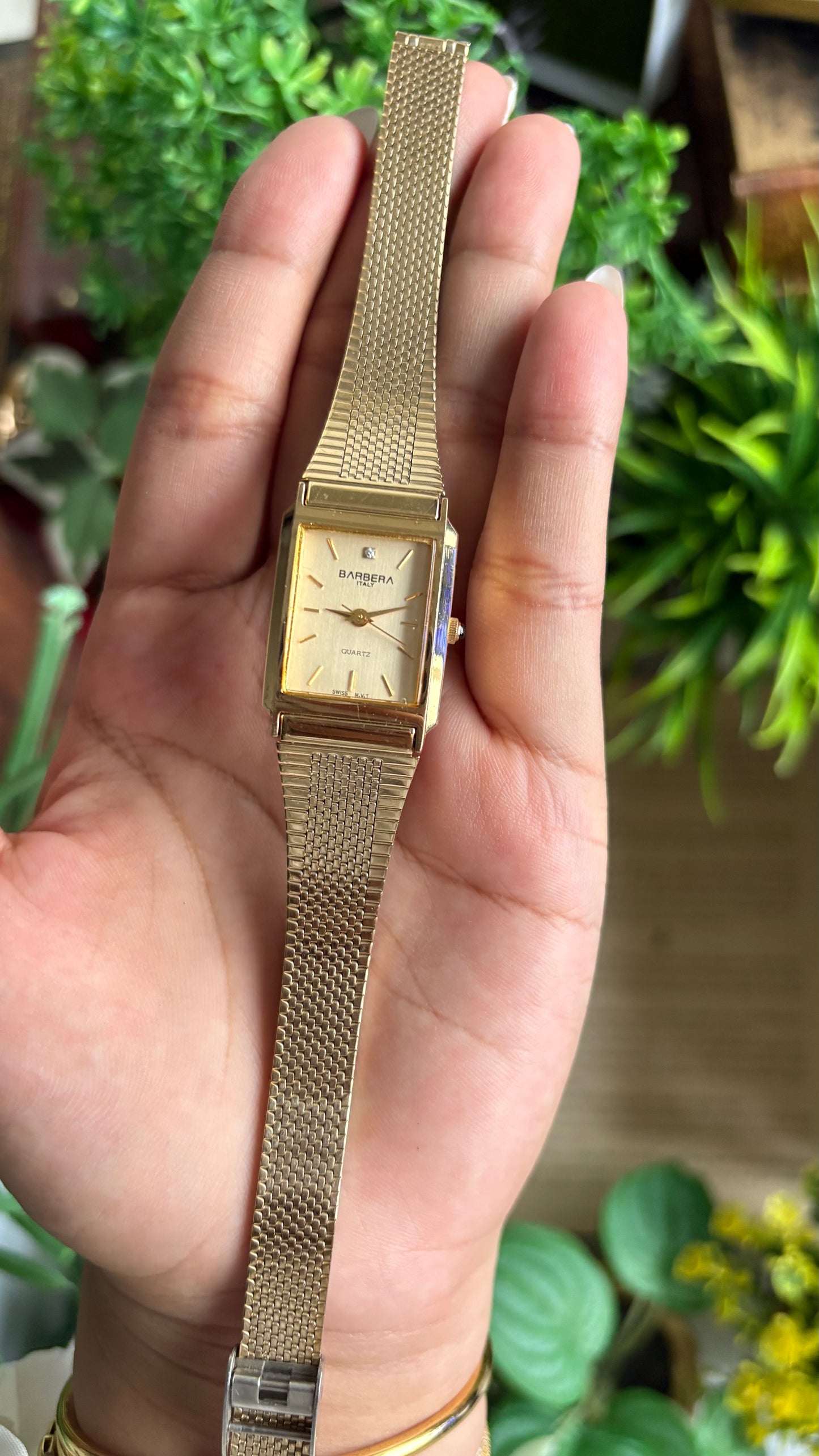 Vintage Barbera Swiss Tank Watch in Gold Tone