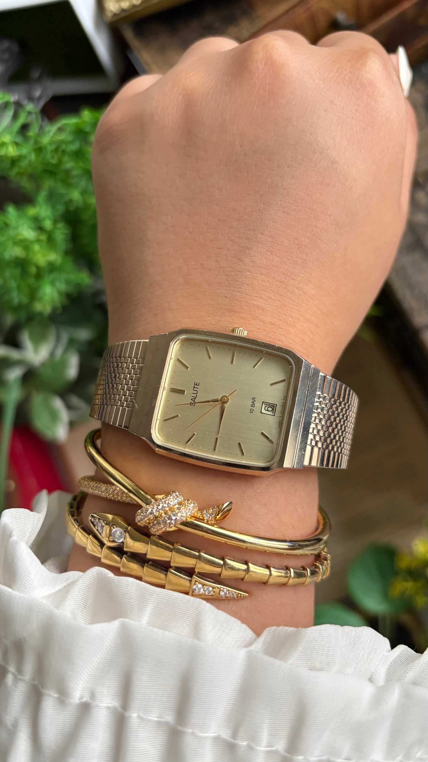 Vintage Salute Men’s Tank Watch in Gold Tone
