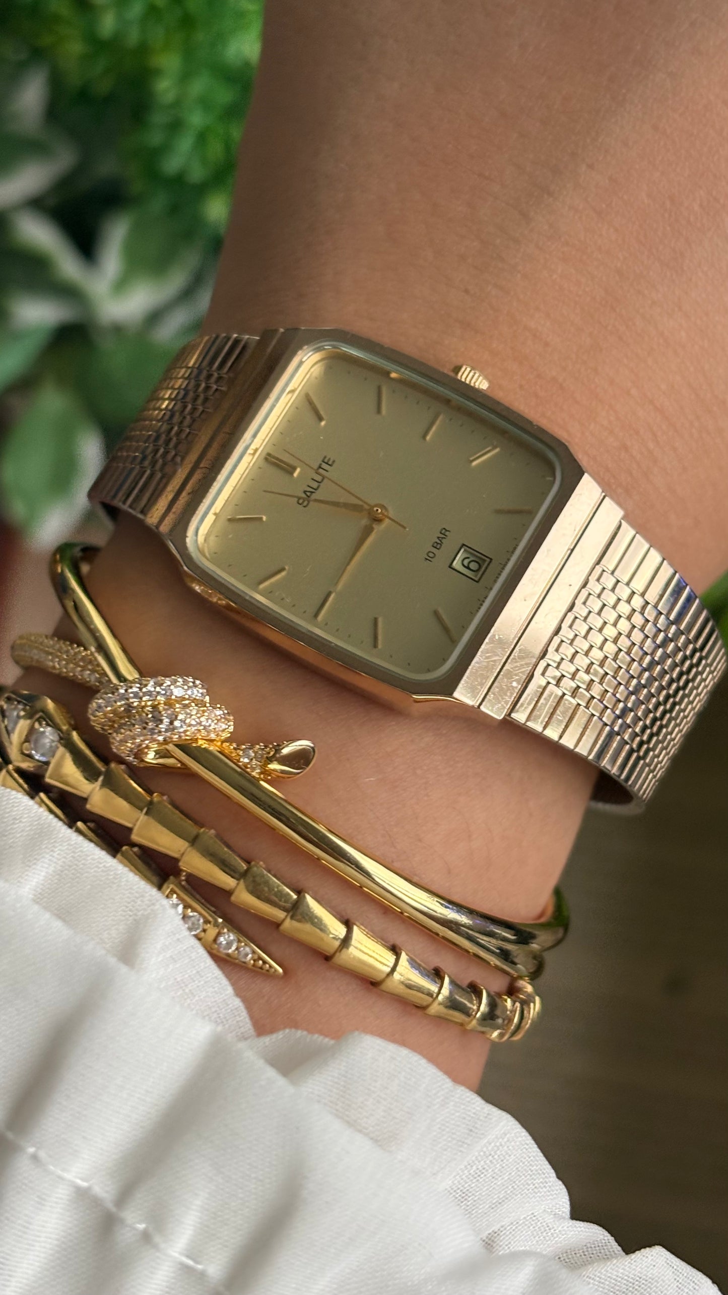 Vintage Salute Men’s Tank Watch in Gold Tone